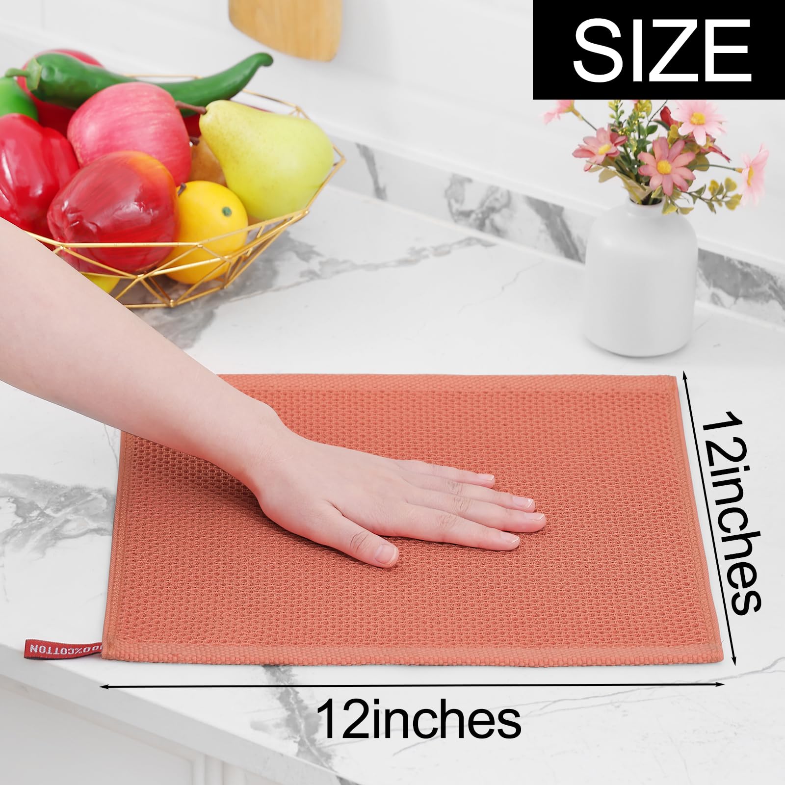 100% Cotton Waffle Weave Kitchen Dish Cloths 6 (6 Count)