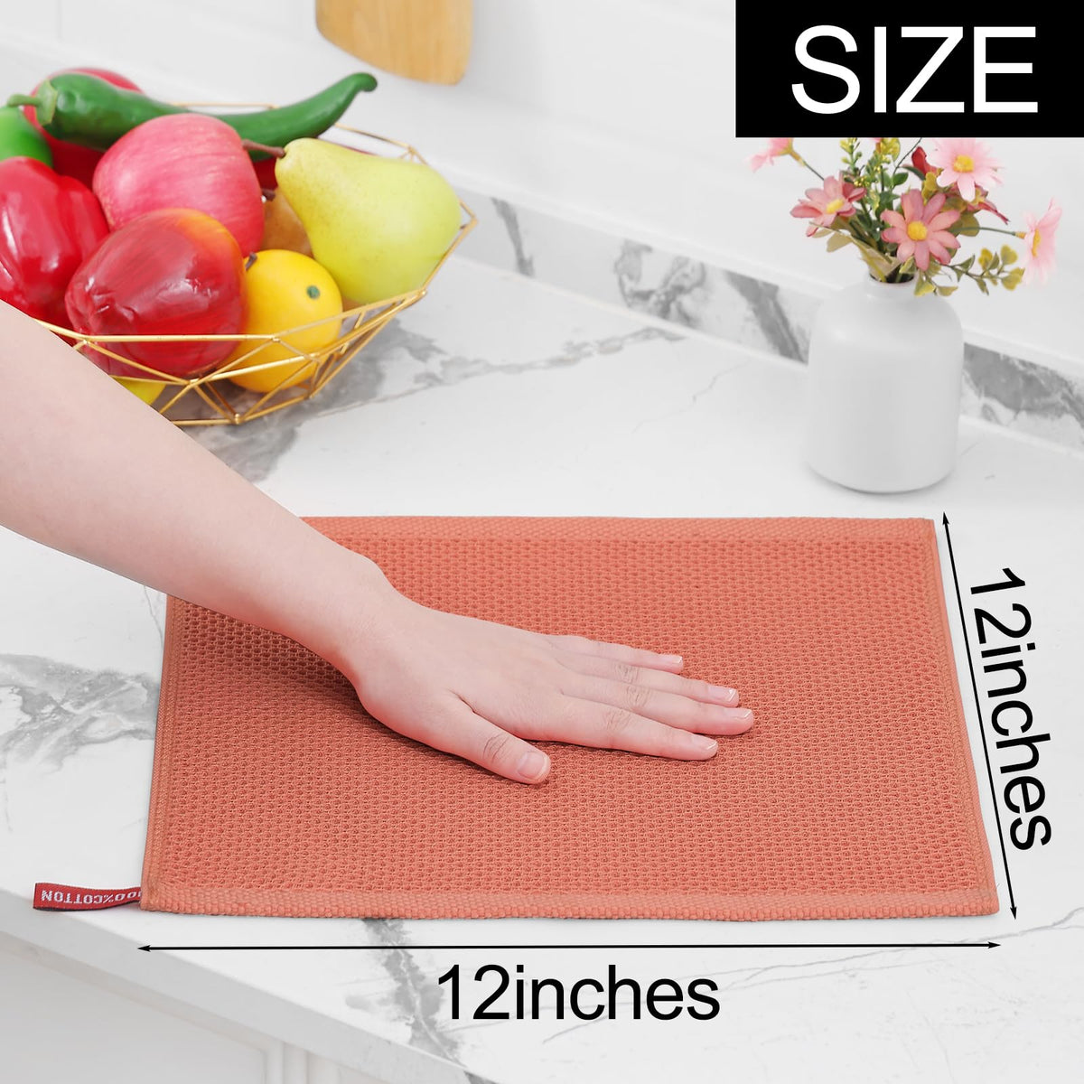 100% Cotton Waffle Weave Kitchen Dish Cloths 12 (12 Count)