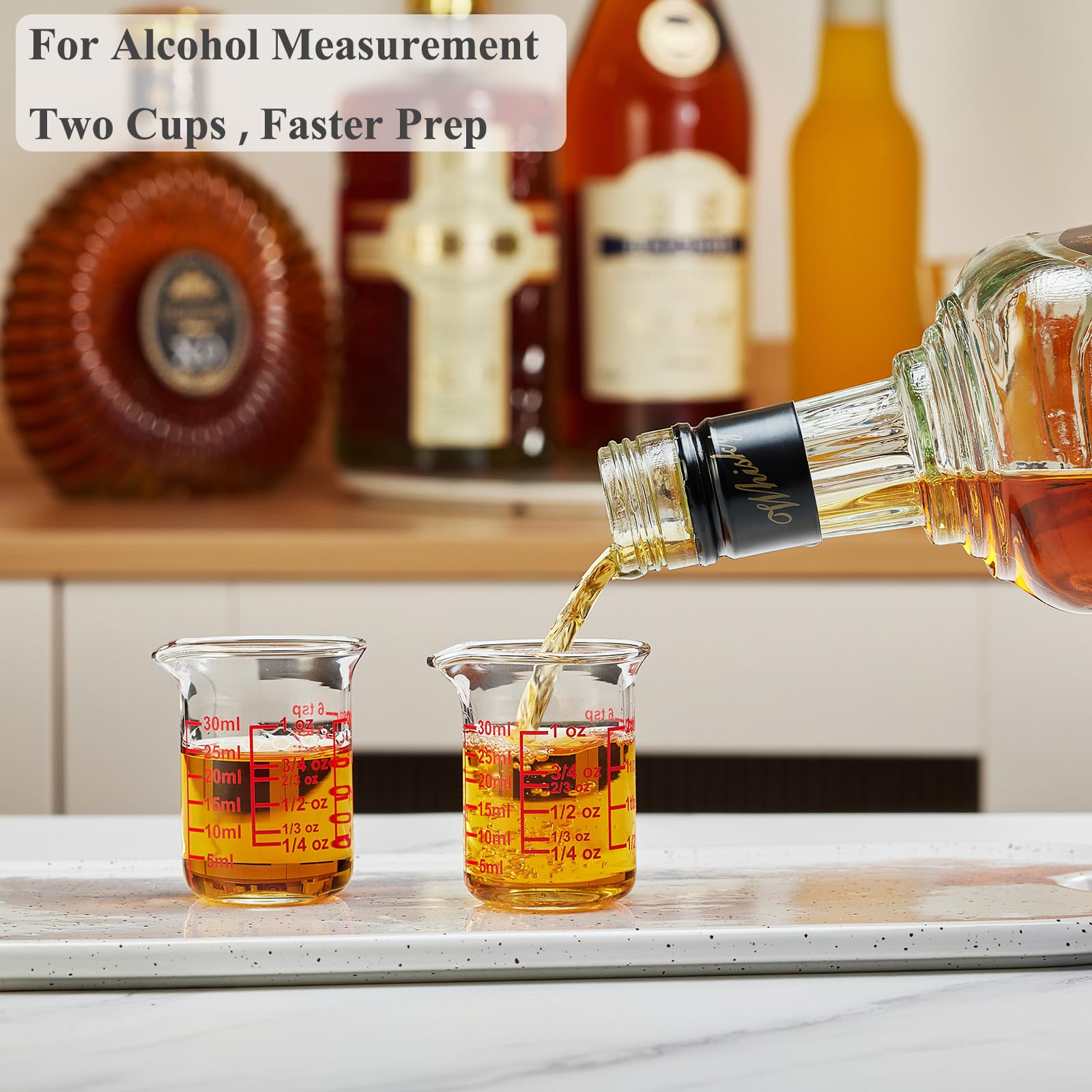 Glass Measuring Cups with V (2 Count (1 fl oz each))