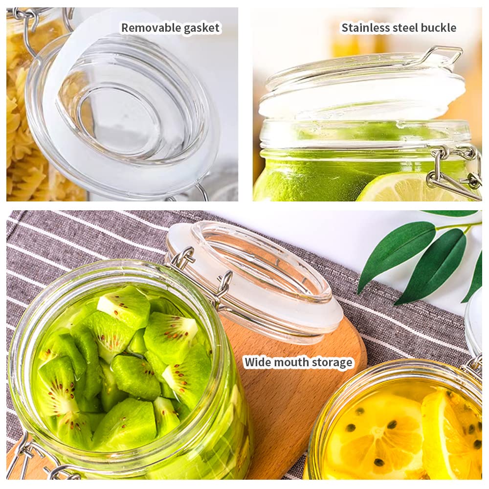 32oz Glass Food Storage Jars with Airtight Clamp Lids (32 Count)