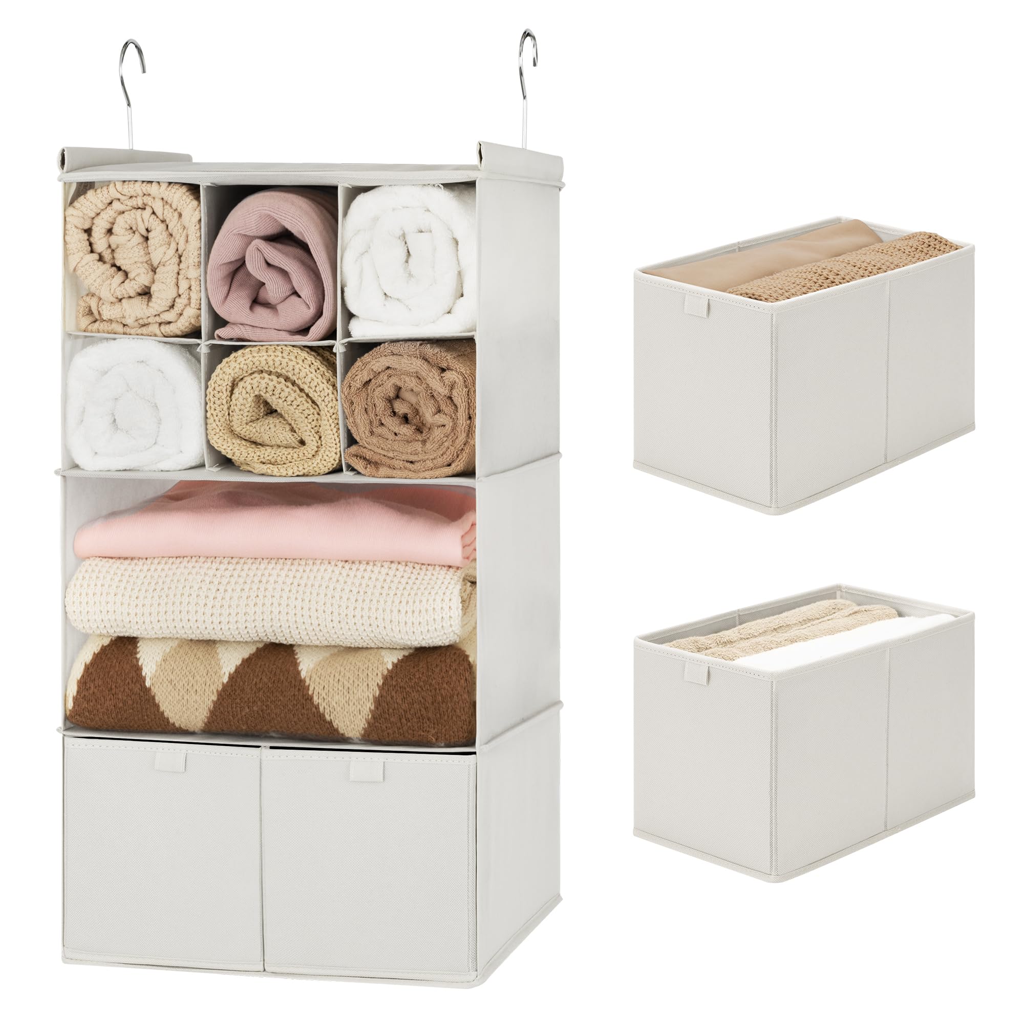 4 Shelf Hanging Closet Organizer with Drawer