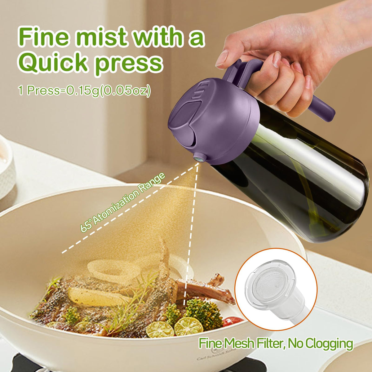16oz 470ml Dark Green Oil Sprayer for Cooking with Stickers