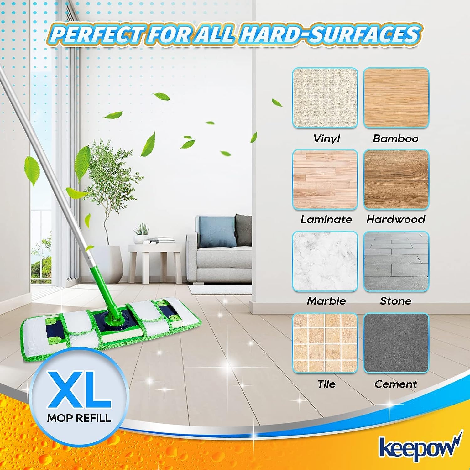 8 Pack Microfiber Mop Pads Compatible with Swiffer XL Mops (8 Count)