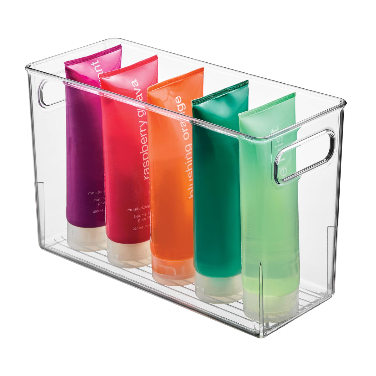 Slim Clear Plastic Bathroom Storage Bin