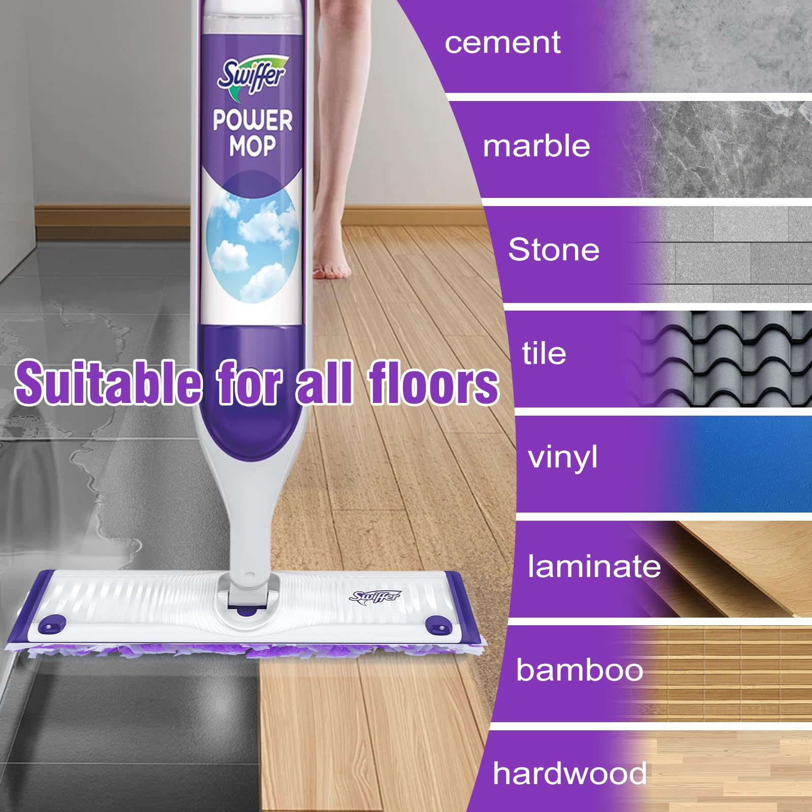 80 Pack Power Mop Refills Pad for Swiffer Power Mop (80 Count)