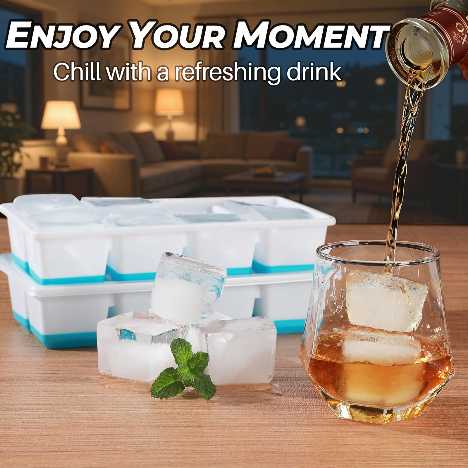 Large Ice Cube Trays with Lid (2 Count)