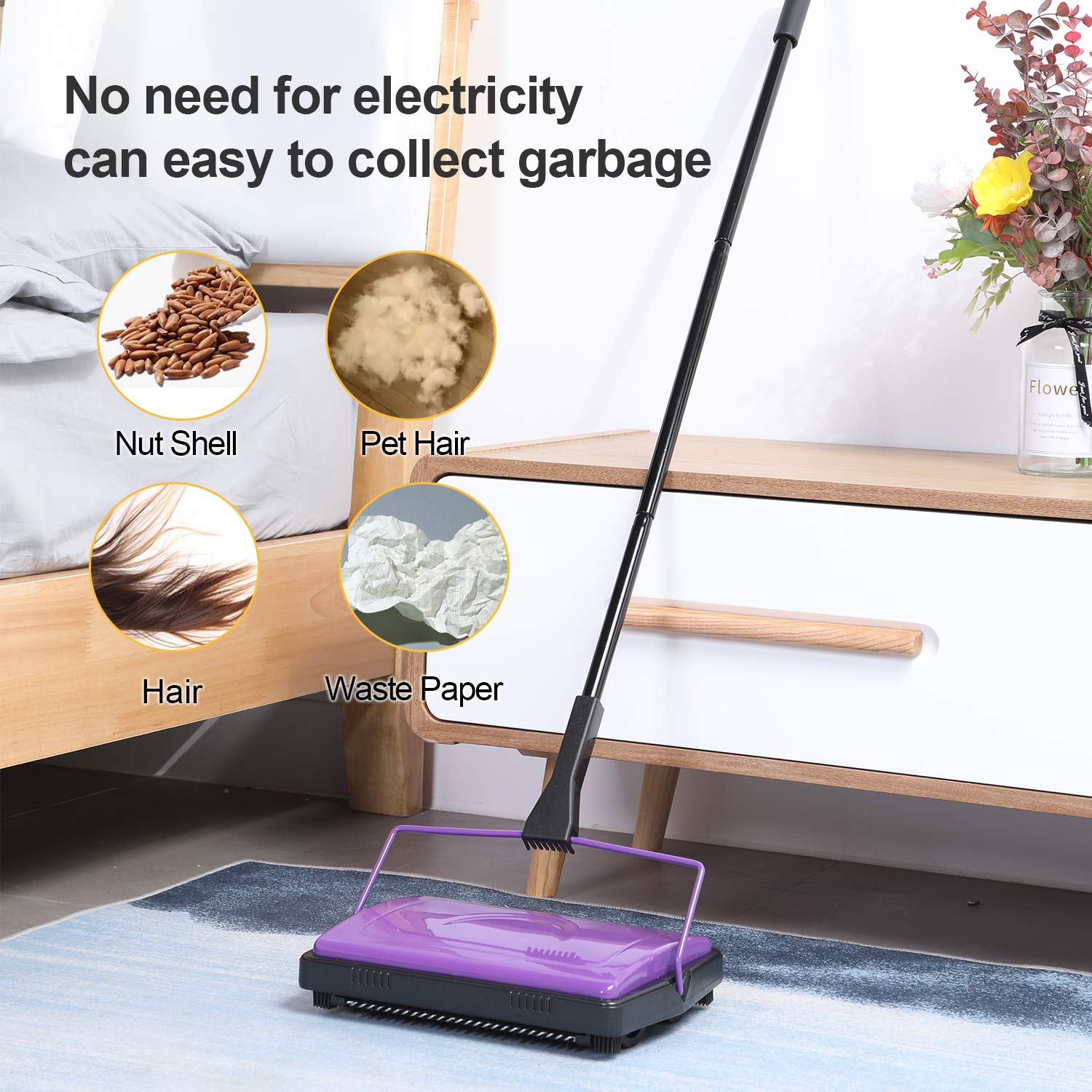Carpet Sweeper Cleaner Manual Household Sweeper Lightweight