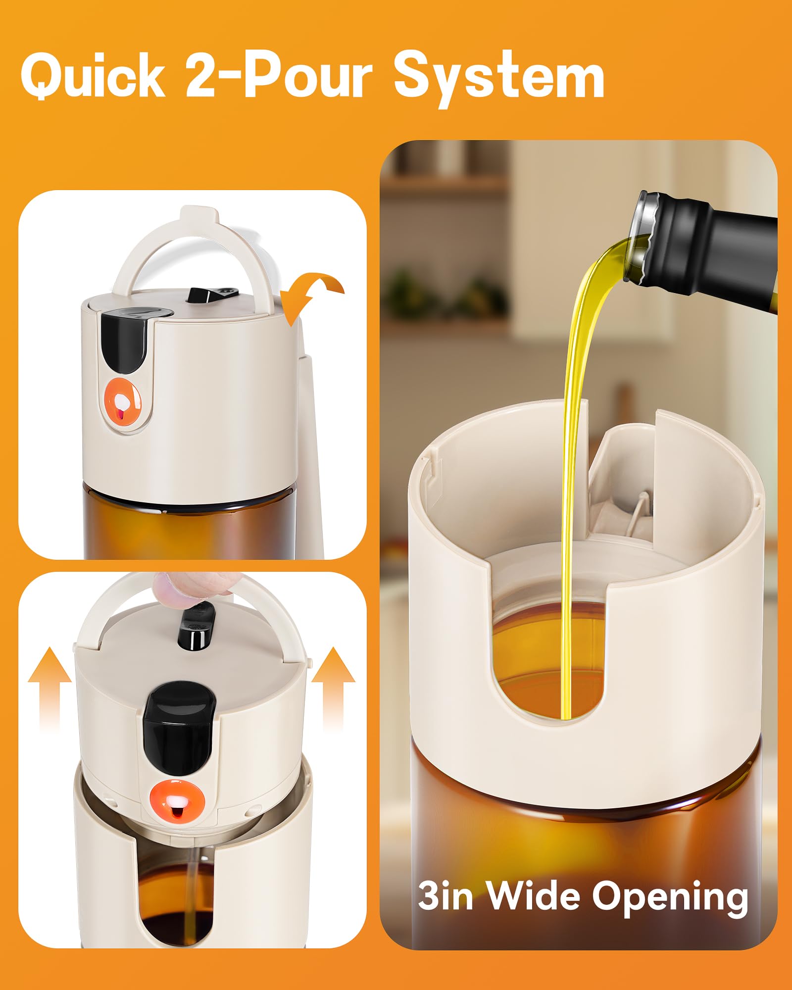 Olive Oil Sprayer & Dispenser Bottle for Cooking 17oz Dark Glass Oil Mister