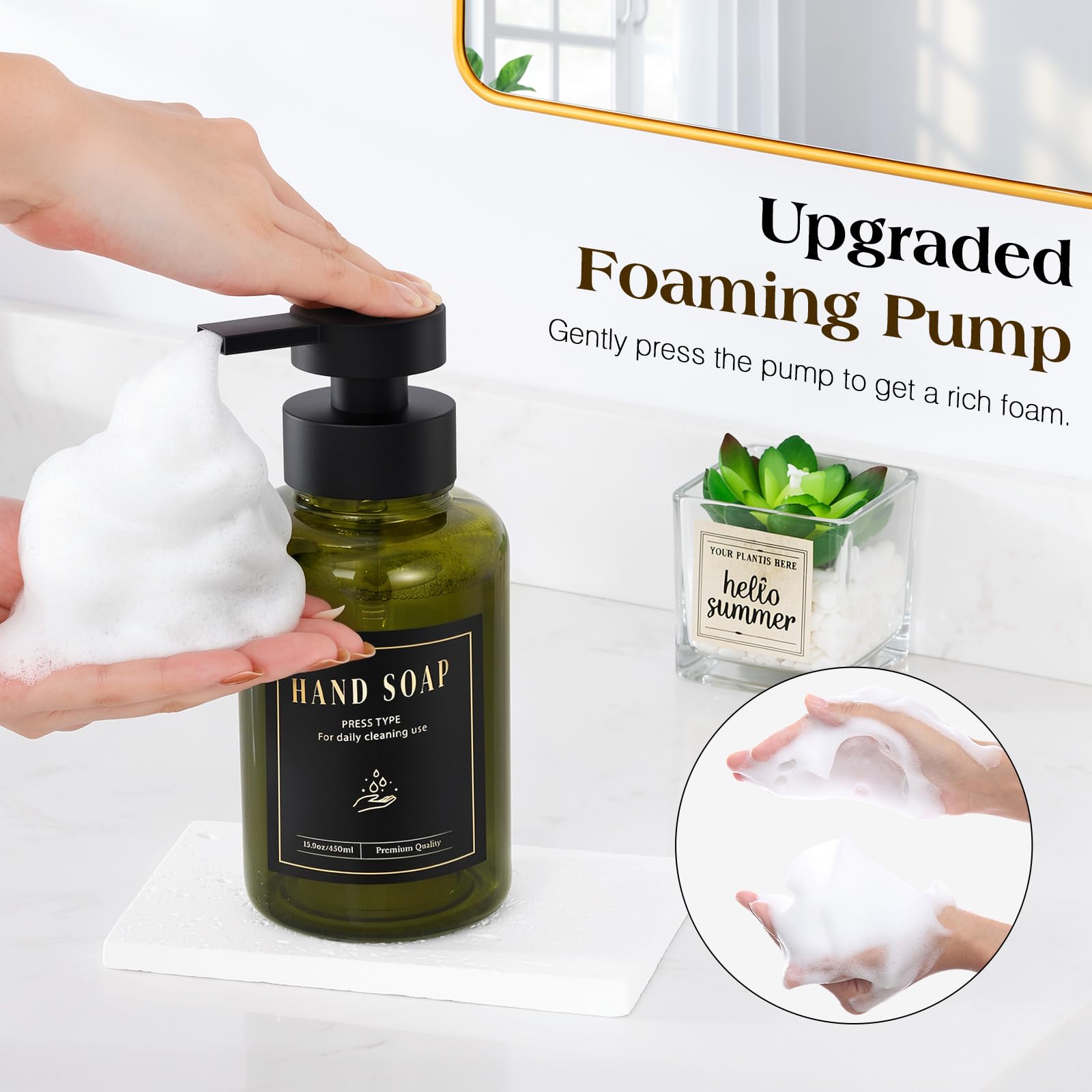 Foaming Soap Dispenser 15oz Hand Soap Bottle (2 Count)
