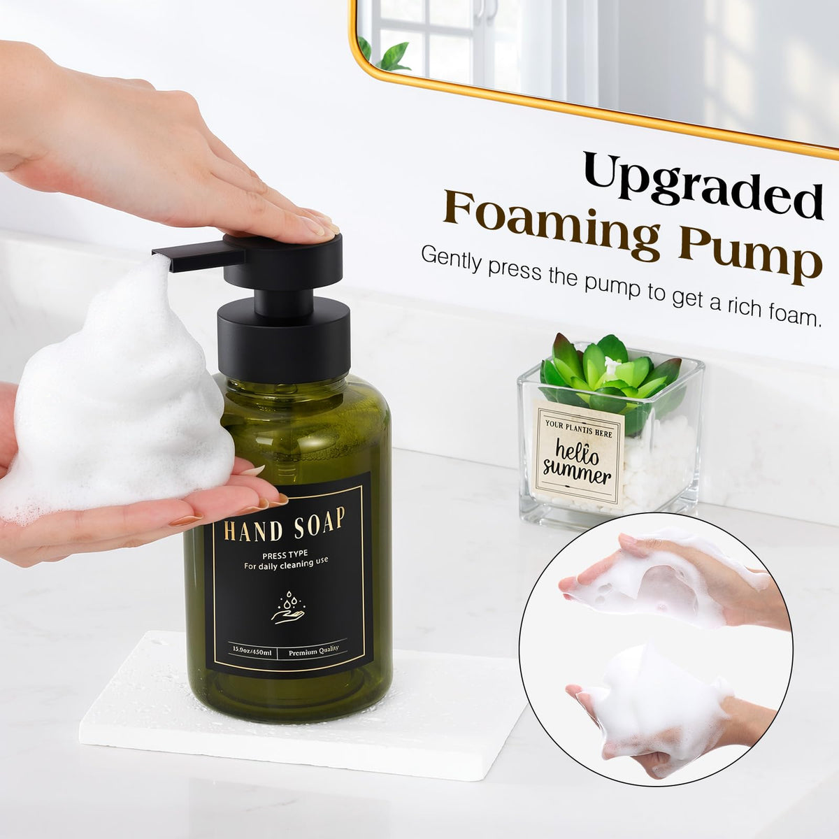 Foaming Soap Dispenser 15oz Hand Soap Bottle (2 Count)