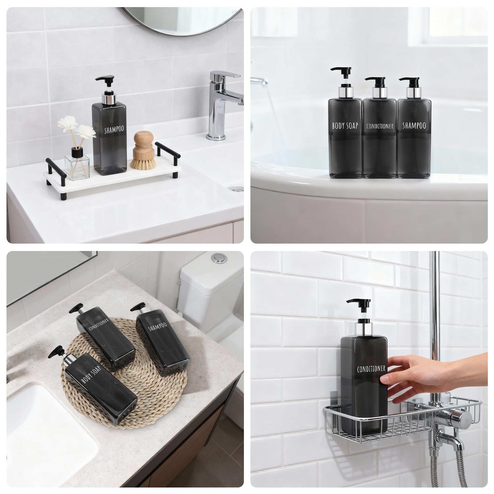 16.9oz Empty Black Hand Soap Dispensers