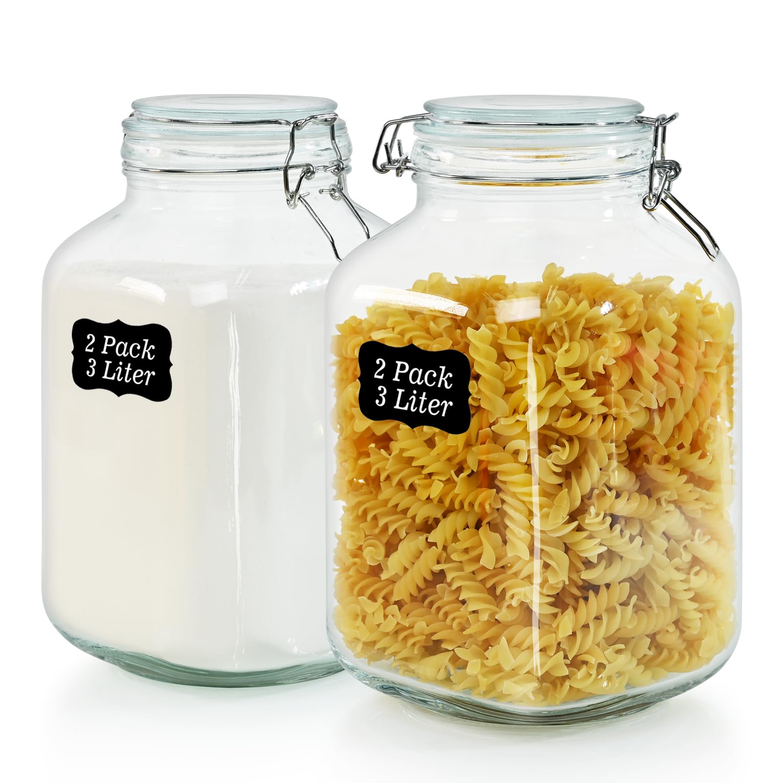 106oz Square Glass Jars with Airtight Lid (2 Count)
