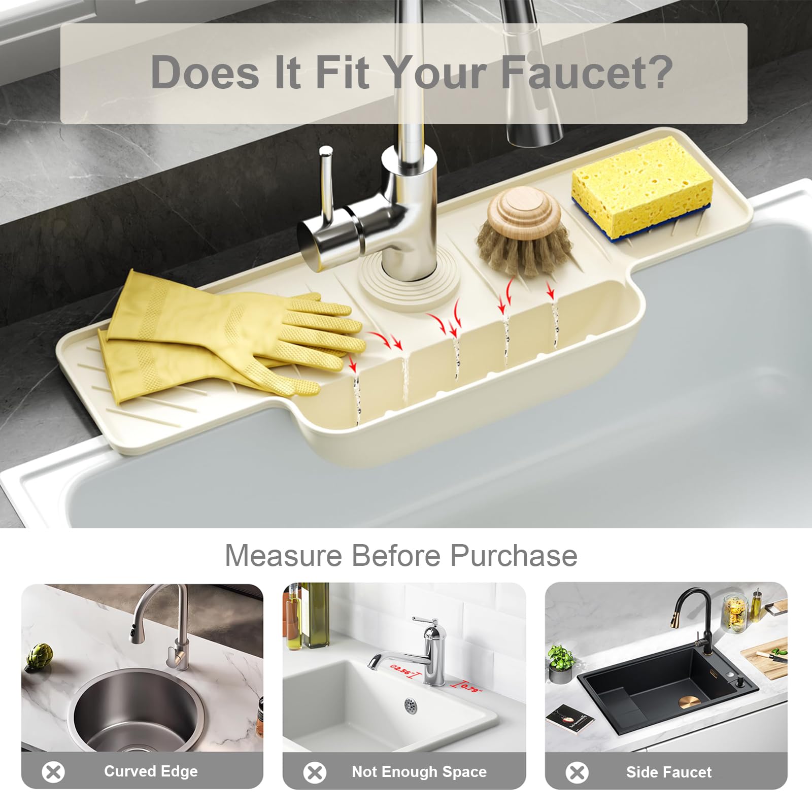 Silicone Faucet Mat with Sponge Holder