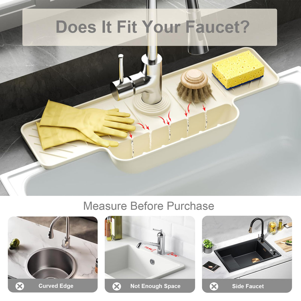 Silicone Faucet Mat with Sponge Holder