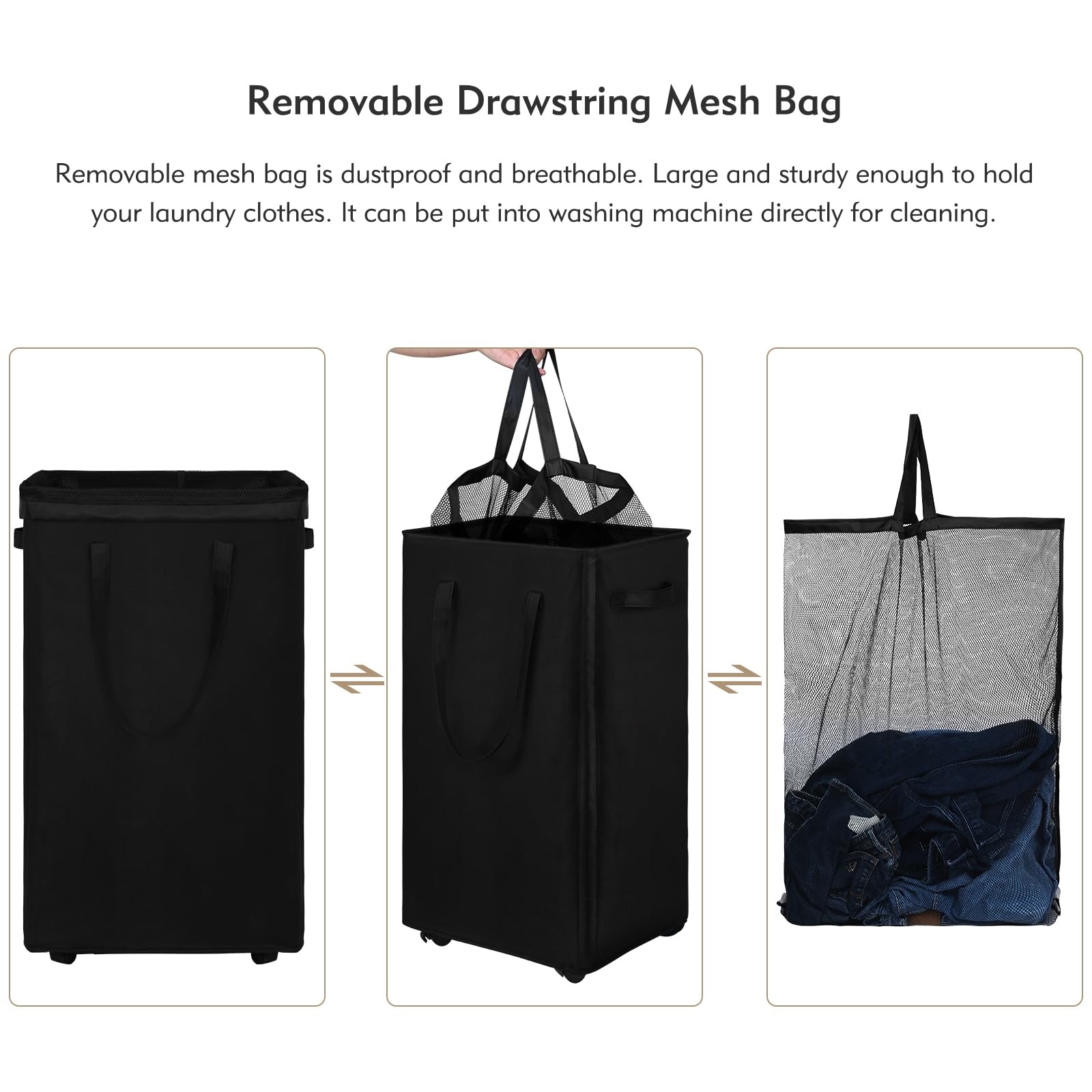 90L X Large Rolling Laundry Basket Hamper on Wheels