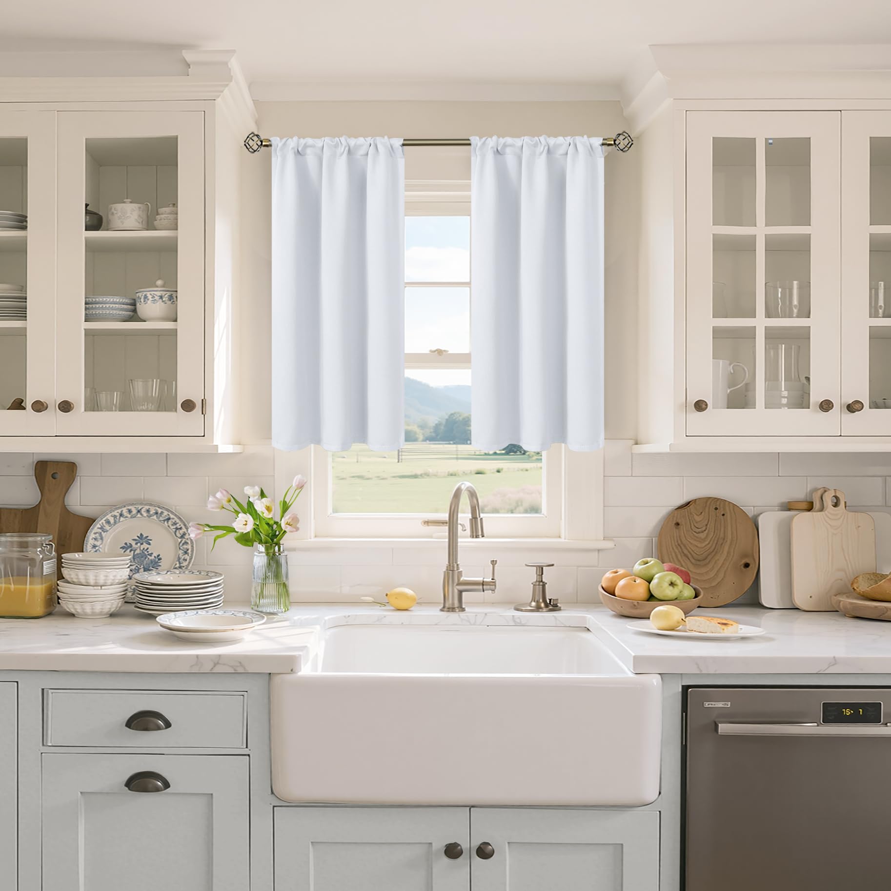 Short Curtains for Kitchen Window Over Sink (2 Count)