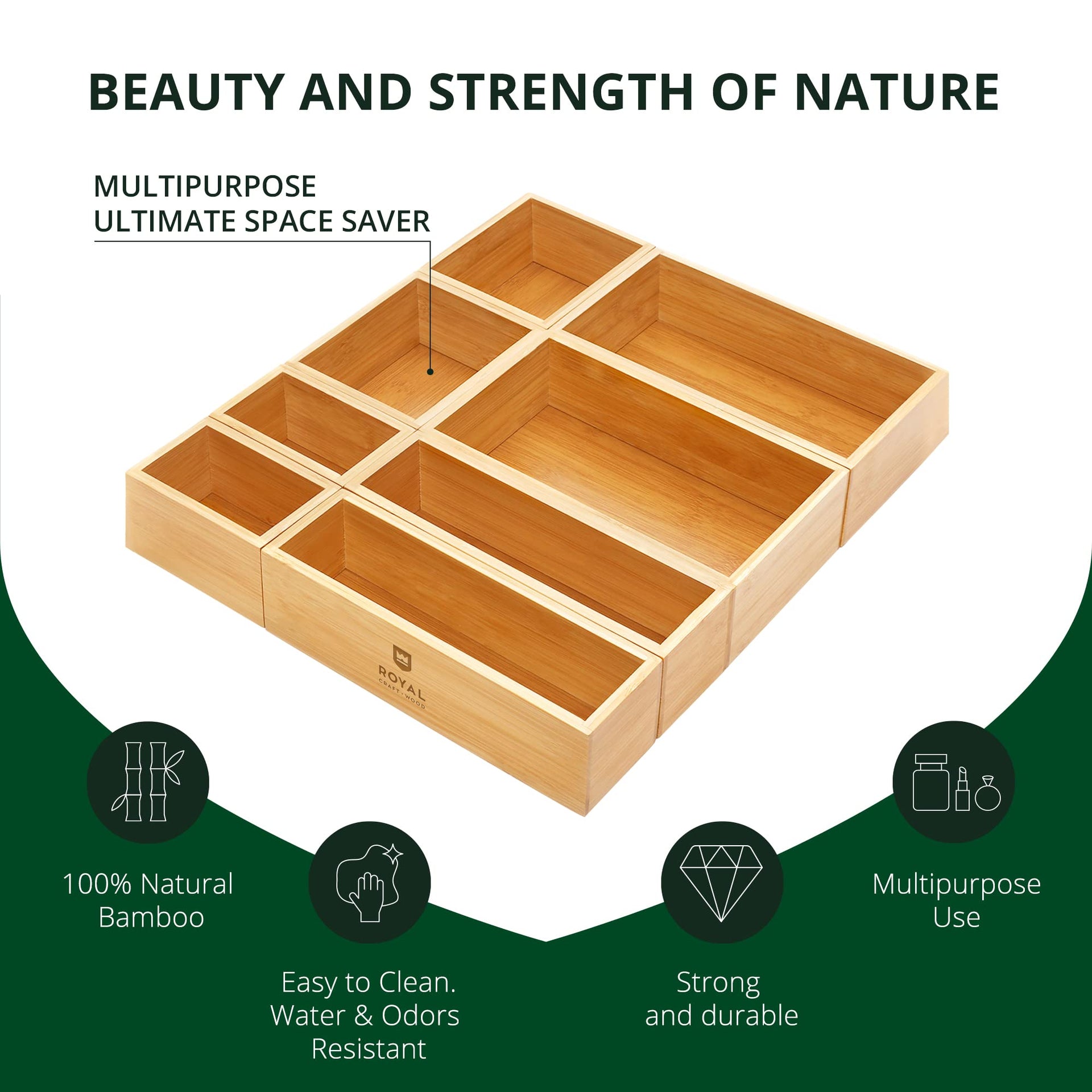 Bamboo Jewelry Organizer Box & Chests Set (8 Count)