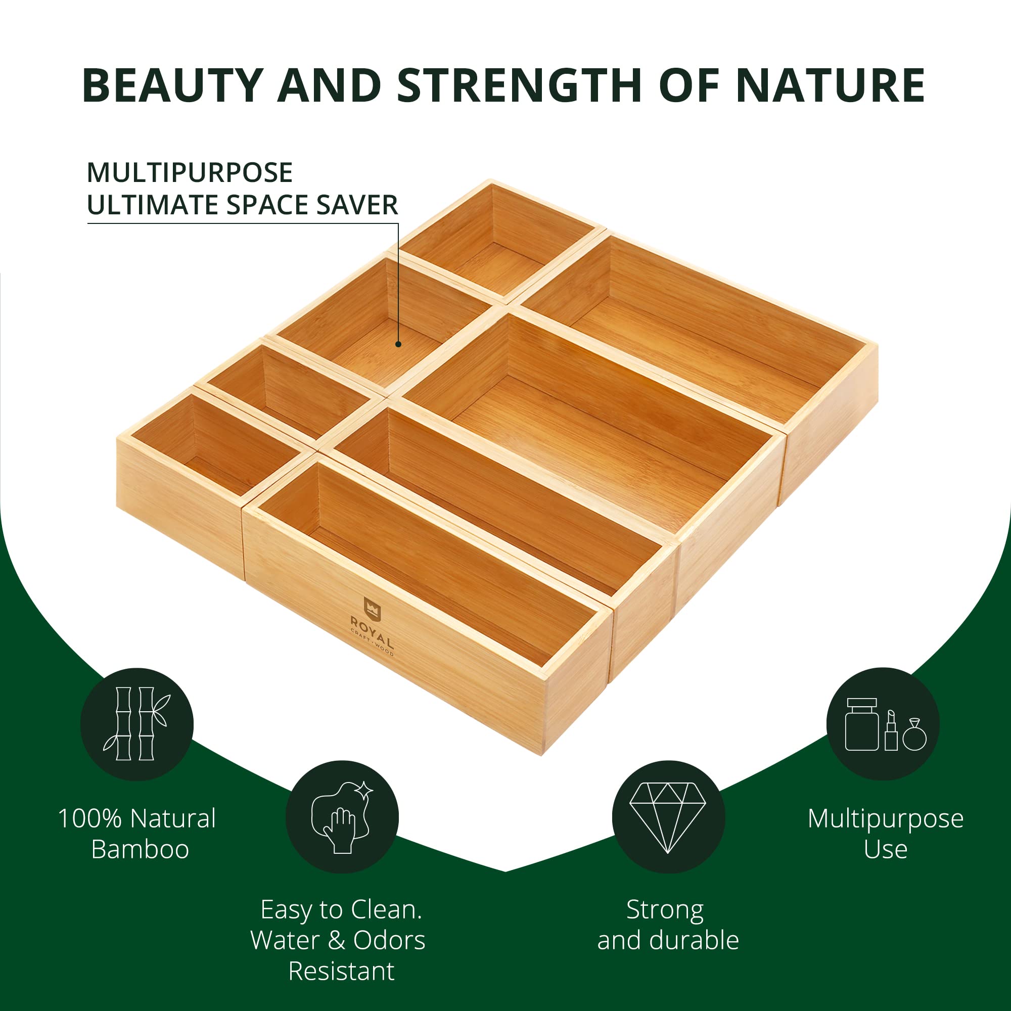Bamboo Jewelry Organizer Box & Chests Set (8 Count)