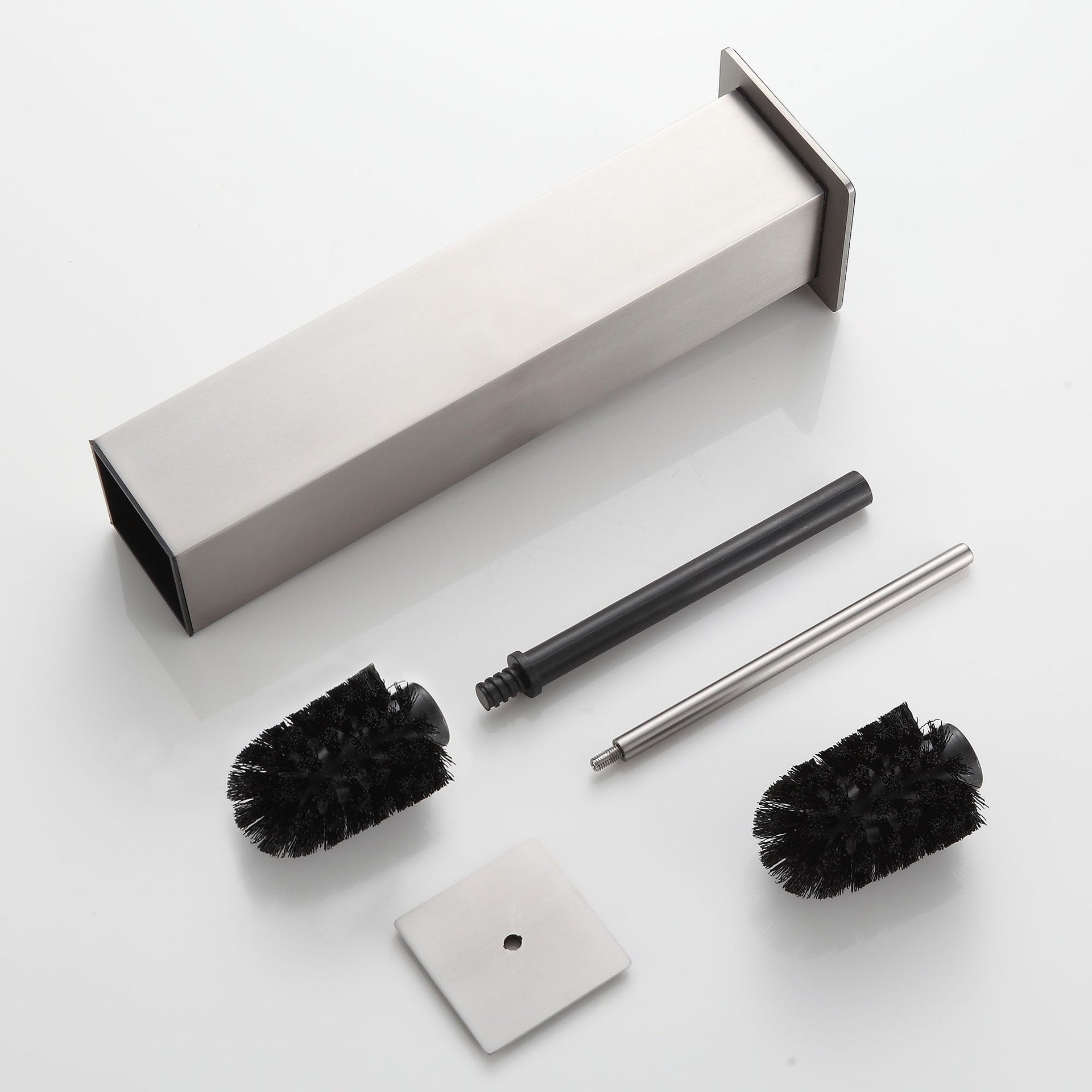 Toilet Brush and Holder Set Brushed Nickel Stainless Steel 304 Square Freestanding Toilet Brush for Bathroom