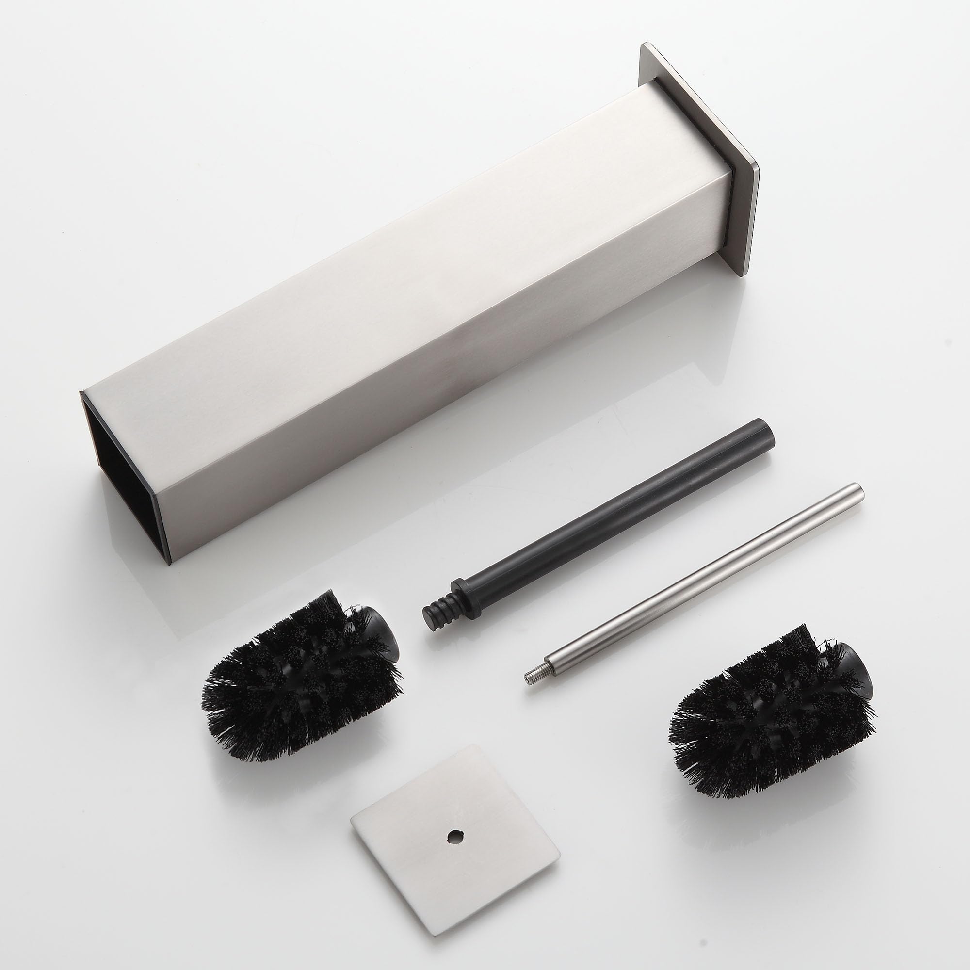 Toilet Brush and Holder Set Brushed Nickel Stainless Steel 304 Square Freestanding Toilet Brush for Bathroom