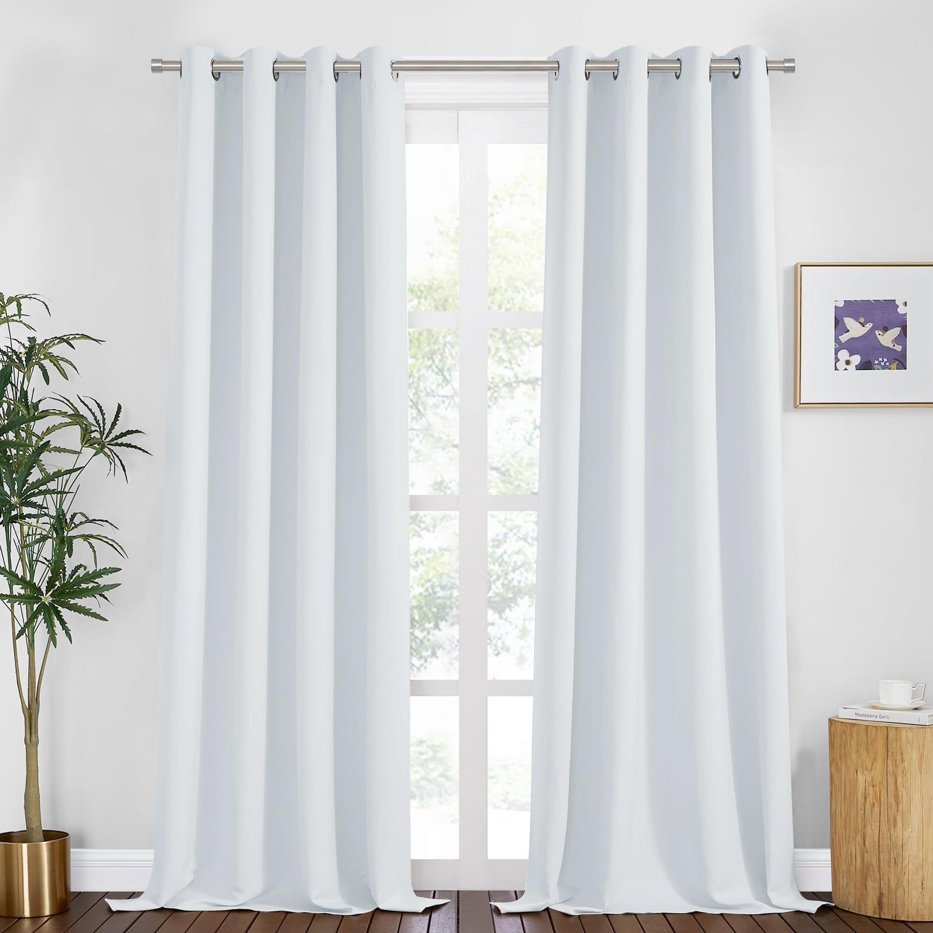 Greyish White Curtains 94 inches Long (2 Count)