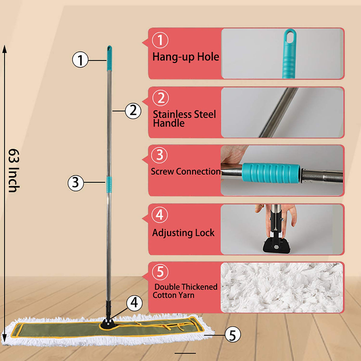 OFO 43inch Industrial Commercial Dust Mop 2 Sets (2 Count) - ModHome Supplies