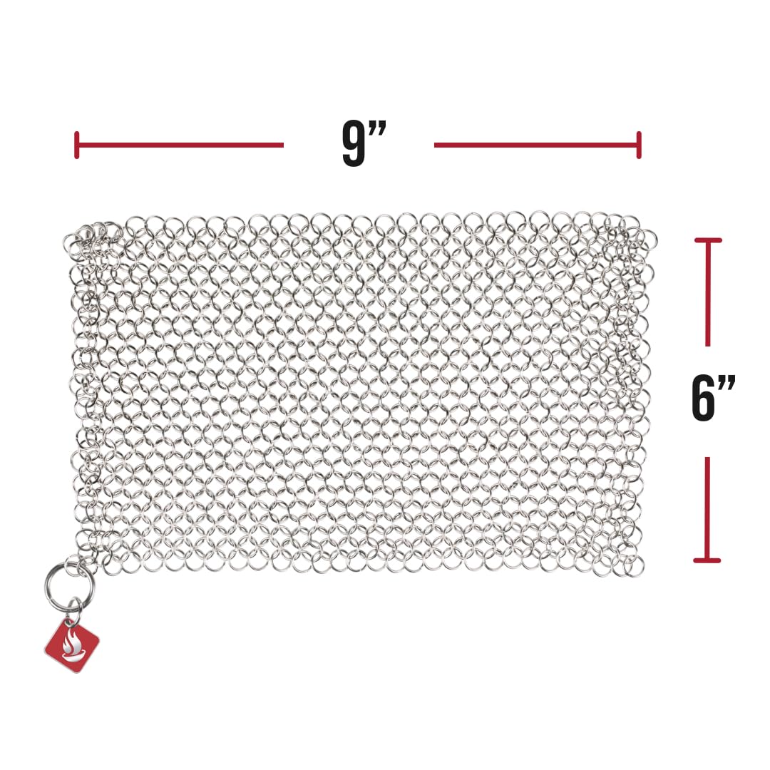 Knapp Made CM Scrubber 9" x 6" Small Ring Chainmail Cast Iron Scrubber