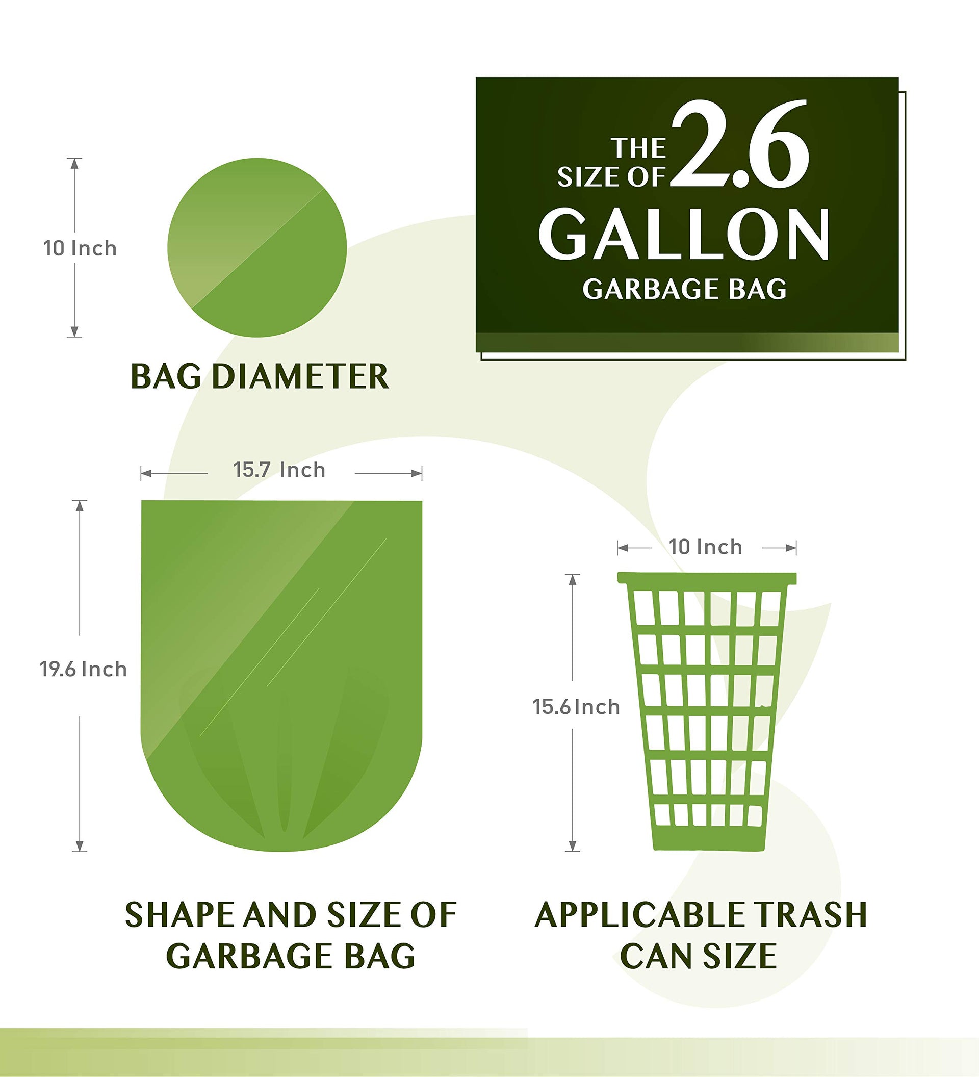 2.6 Gallon Compostable Garbage Bags (150 Count)
