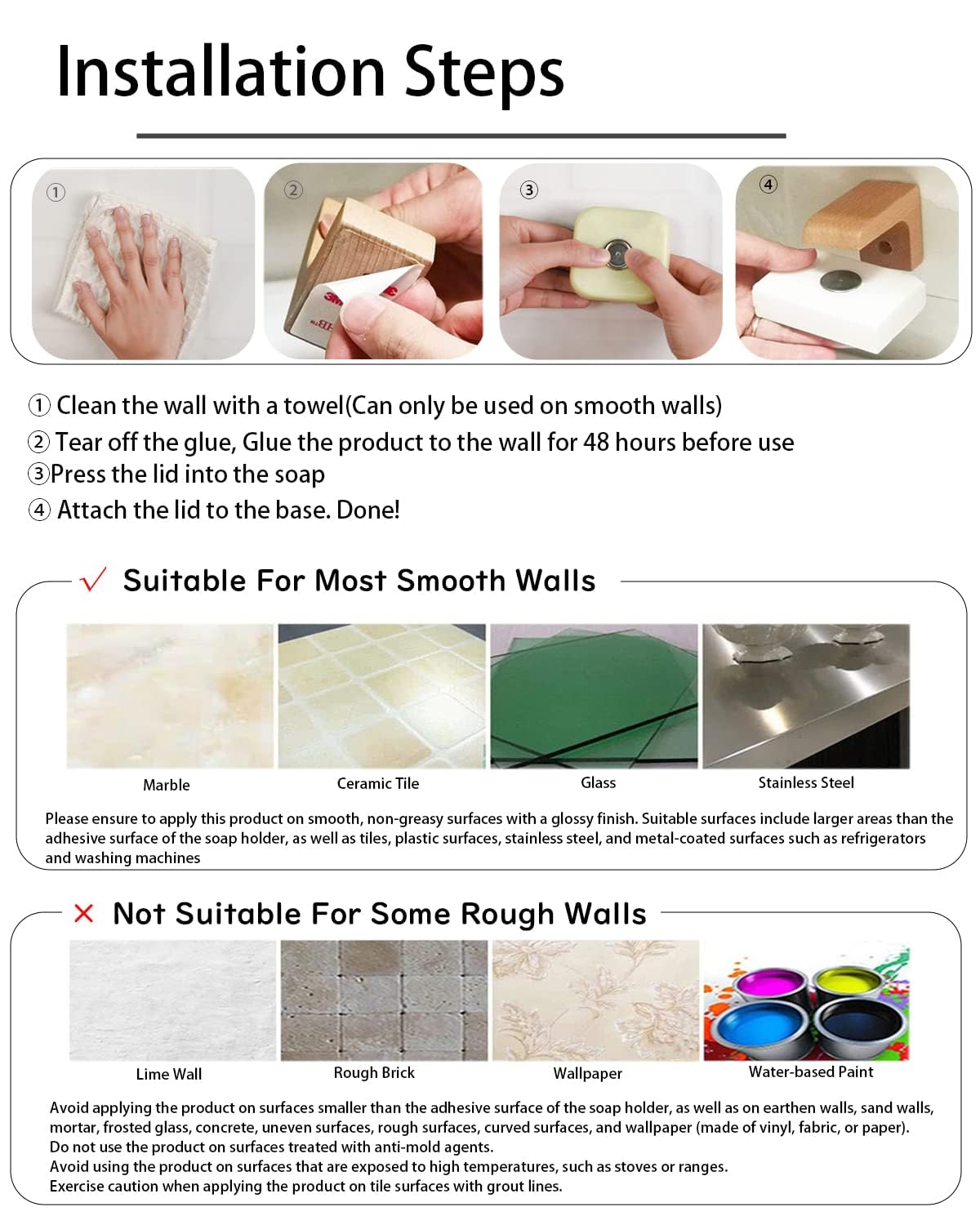 Magnetic Wooden soap Holder for Shower Wall