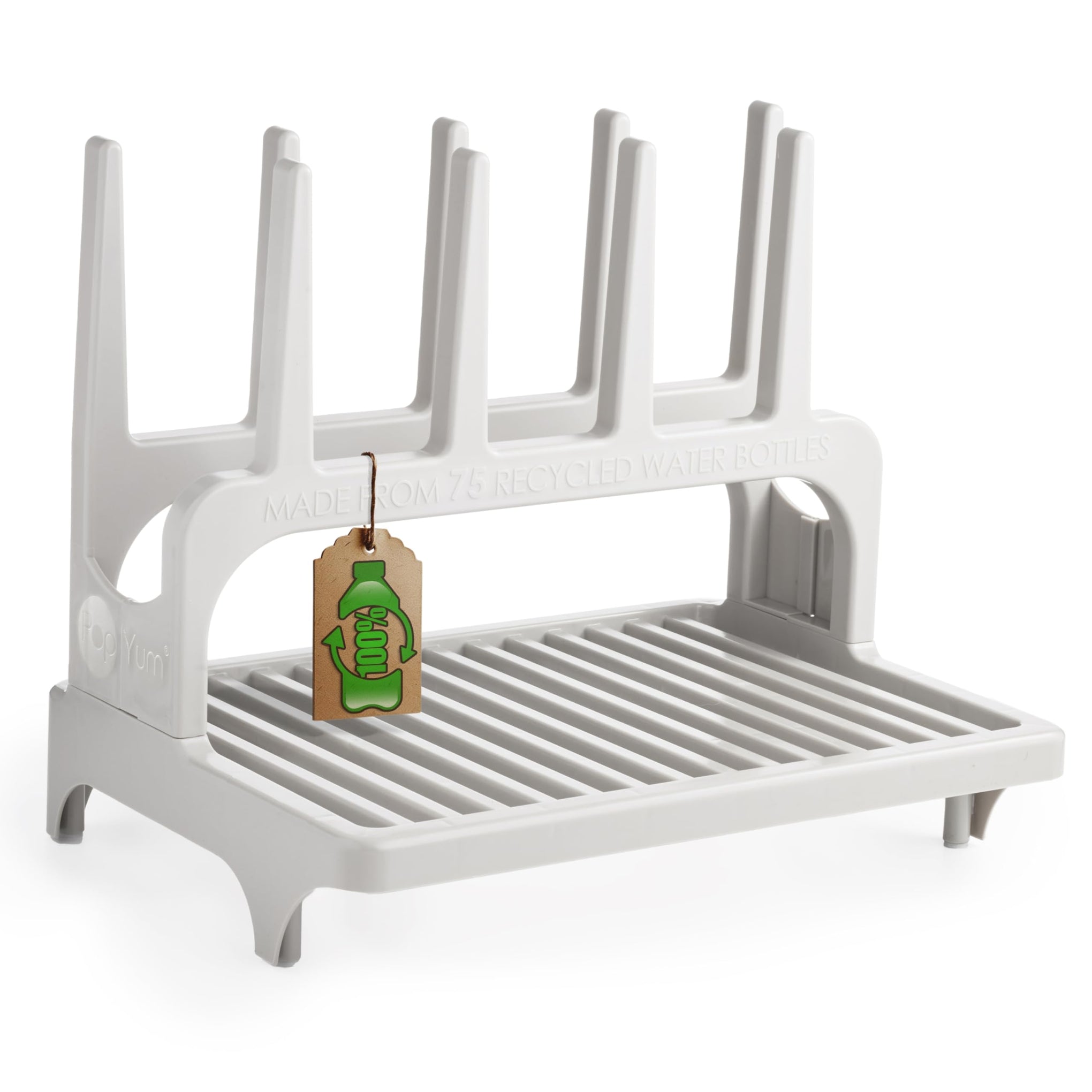Gray Space Saving Drying Rack from 100% Recycled Bottles