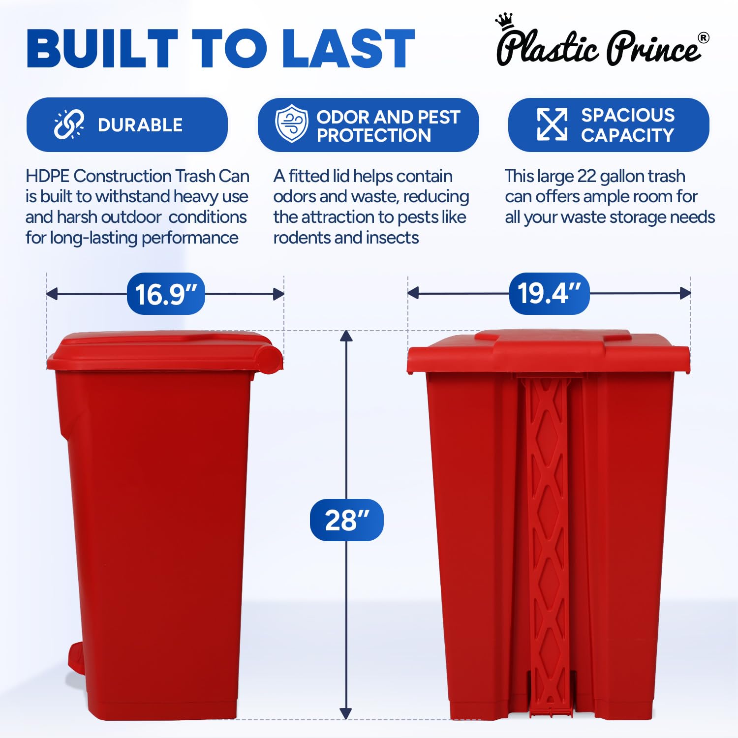 22 Gallon Kitchen Trash Can with Lid and Foot Pedal