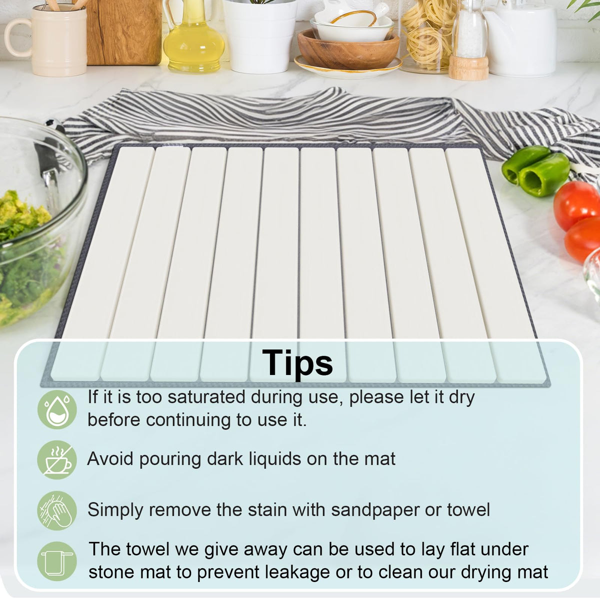 Stone Dish Drying Mat for Kitchen Counter