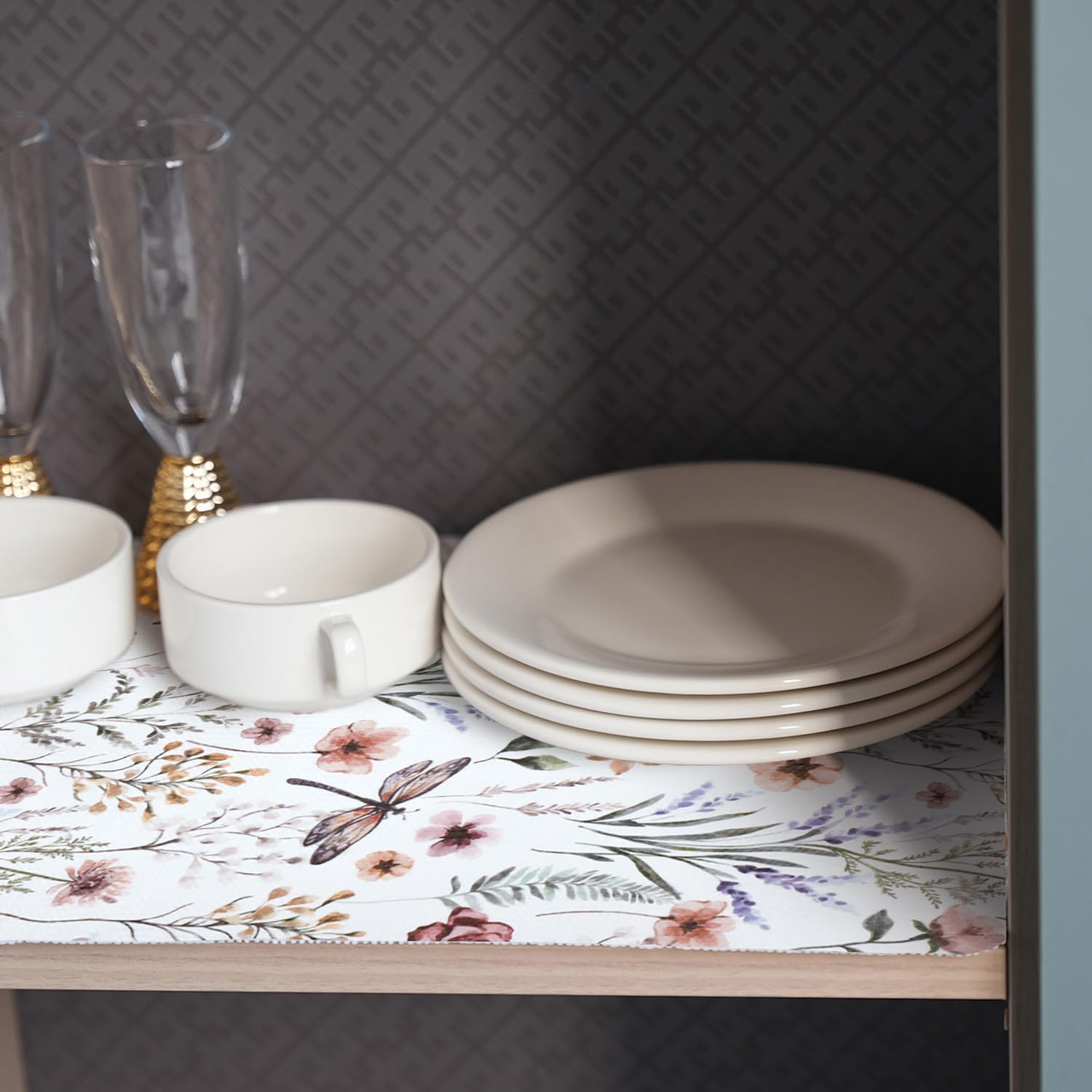 Floral Shelf and Drawer Liner for Kitchen Cabinets (2780.8 sq in)