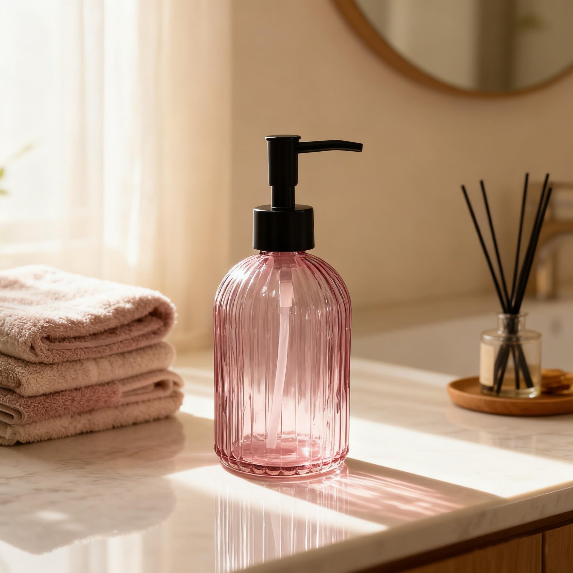 Black Pump Glass Soap Dispenser