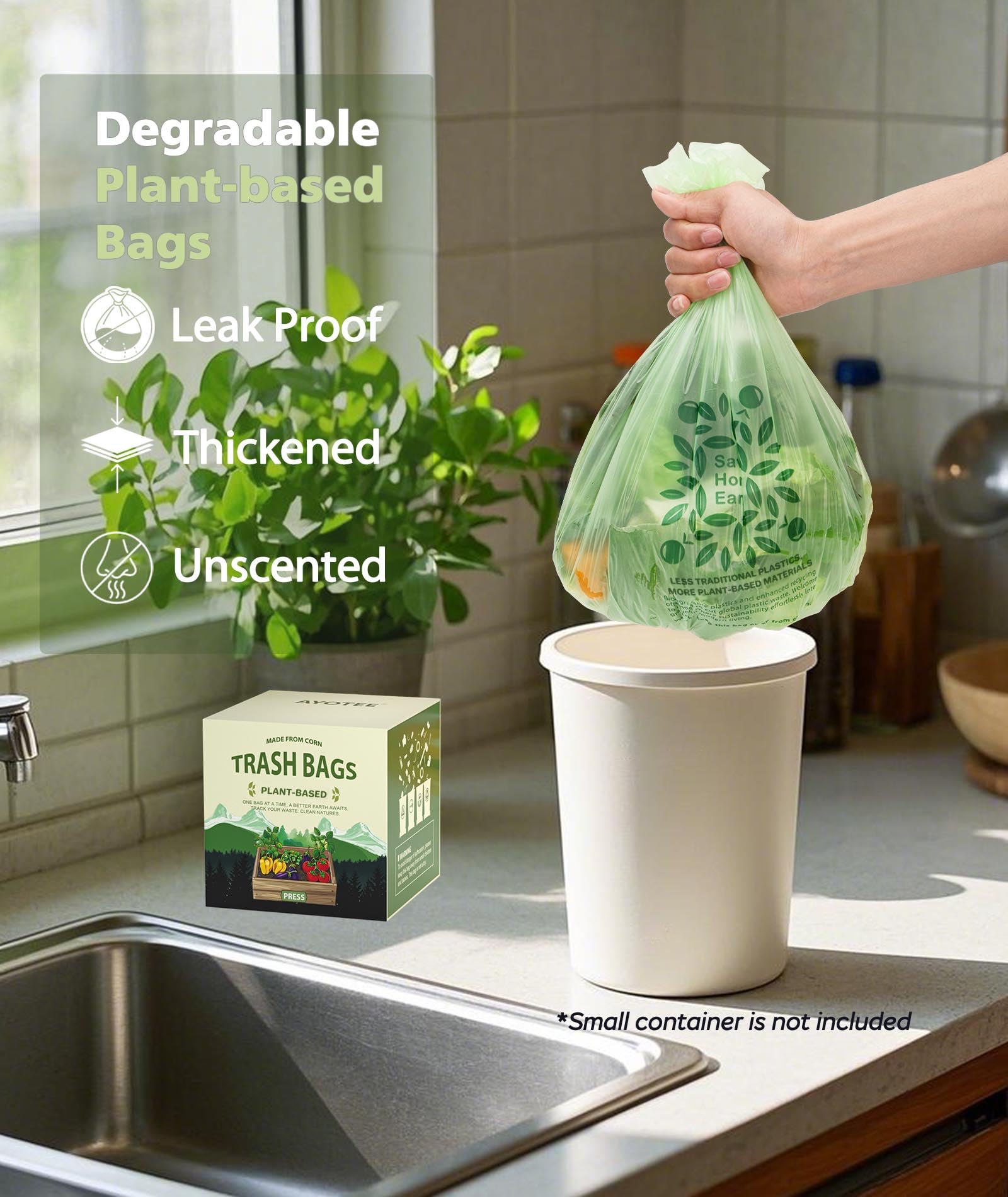 Small Compost Bags 2.6 Gallon Trash Bag (150 Count)