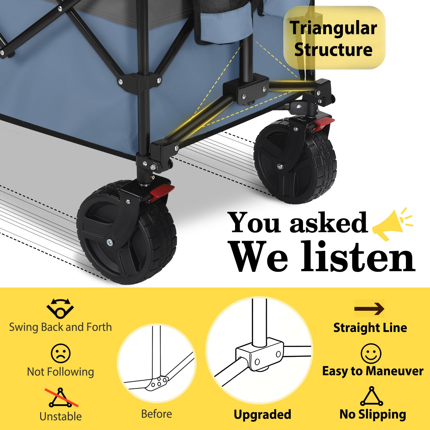 48''L Collapsible Foldable Extended Wagon with 660lbs Weight Capacity
