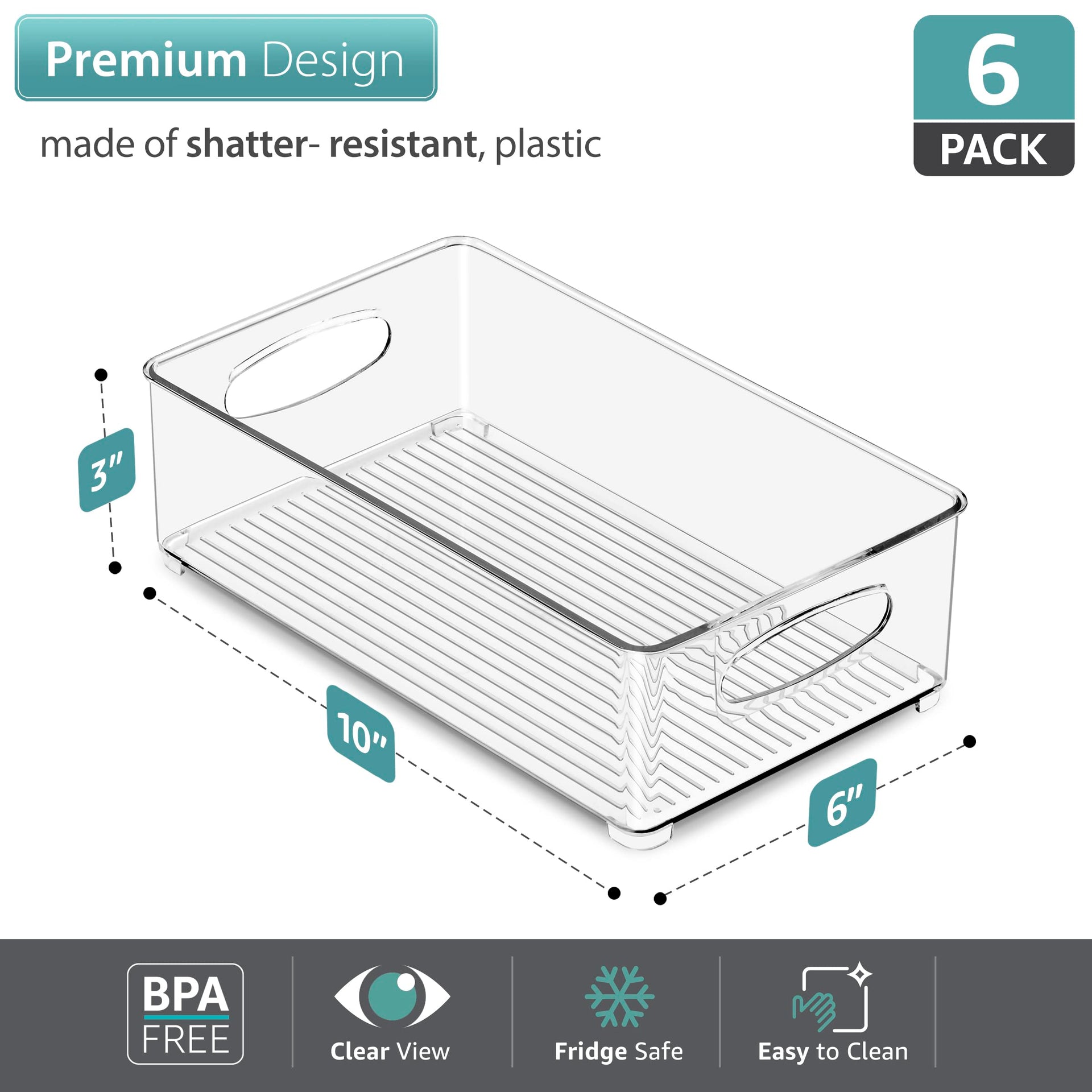 Stackable Refrigerator Organizer Bins (6 Count)