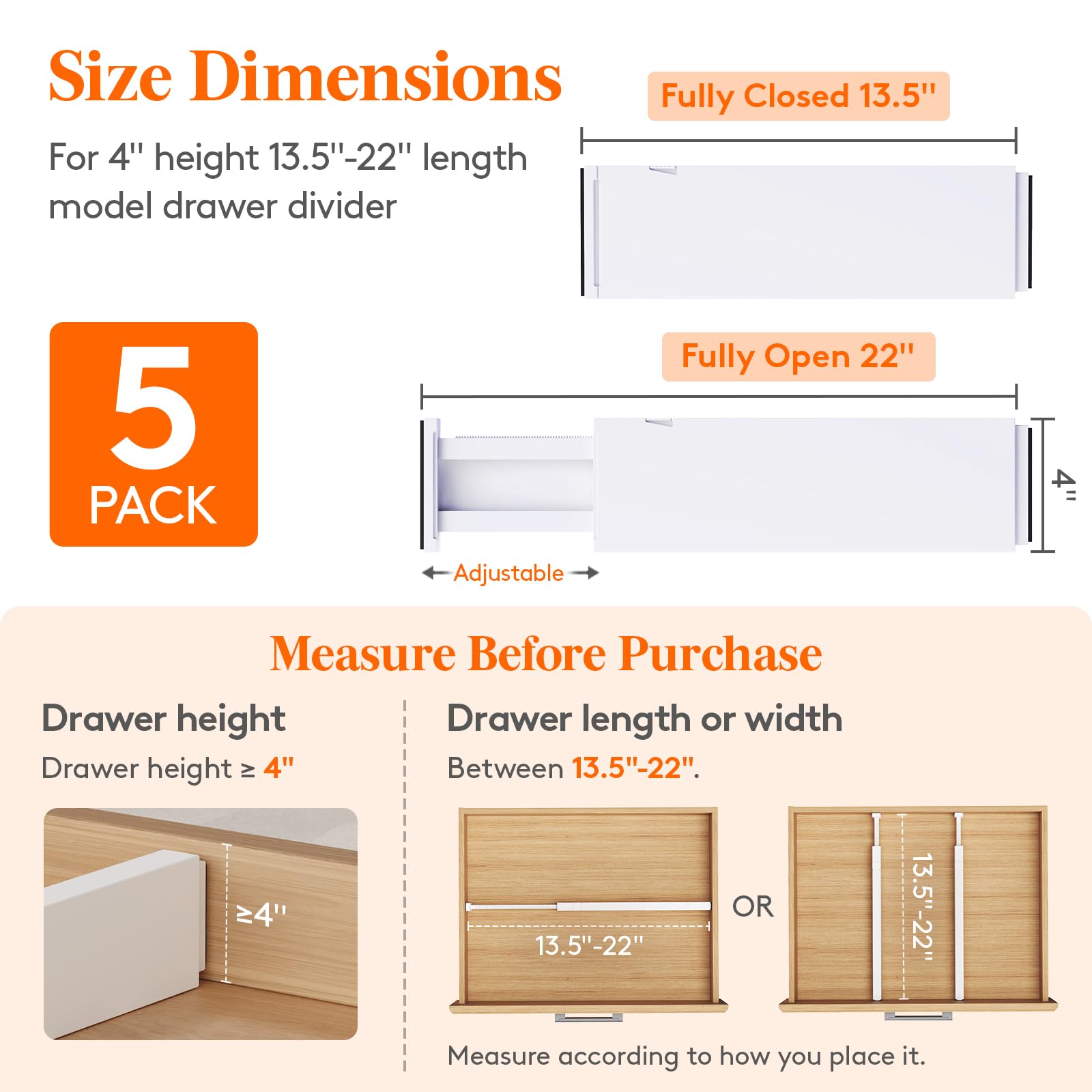 4" High Upgrade Drawer Divider (5 Count)