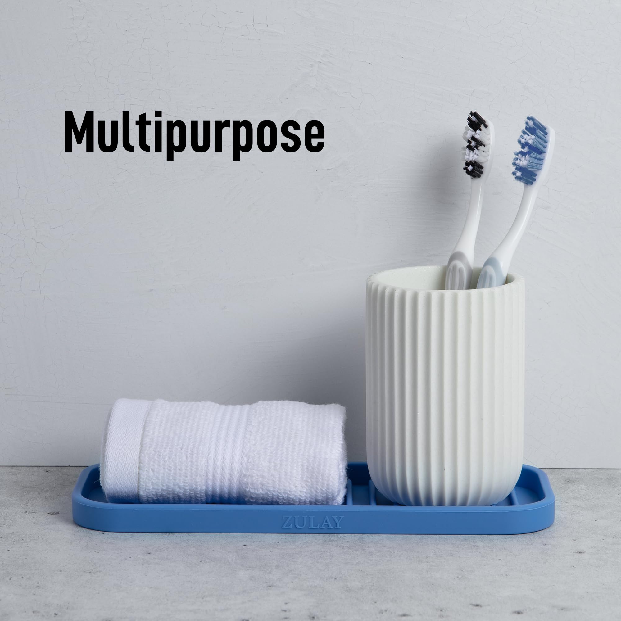 9x3.5) Silicone Sponge Holder for Kitchen Sink - Flexible Multipurpose Soap Tray Sponge Holder - Sink Organizer Tray for, Bathroom, Makeup, Trinkets & More (Provence Blue)
