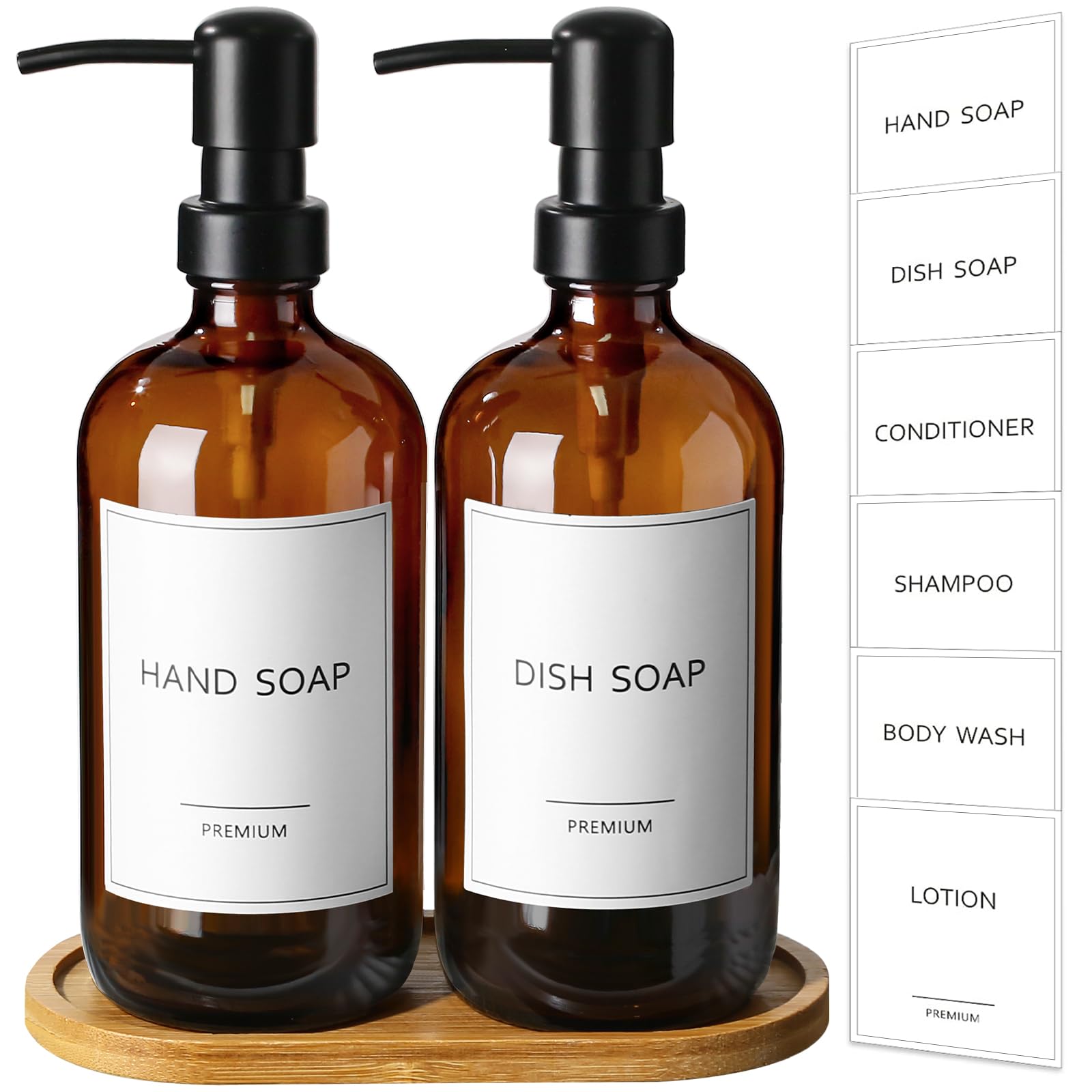 Amber Glass Soap Dispenser (2 Count)