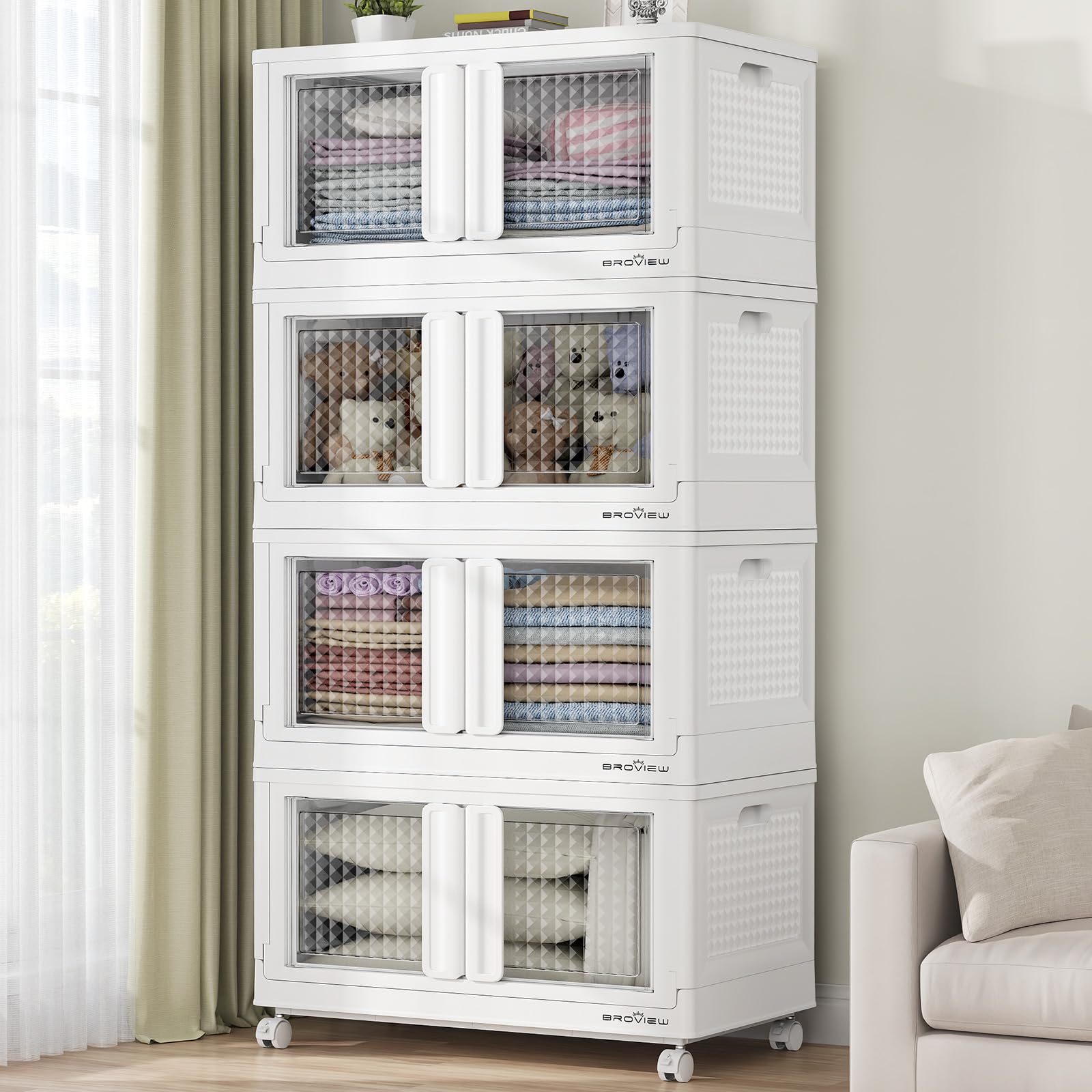 400 Qt Stackable Storage Bins with Lids & Doors (4 Count)