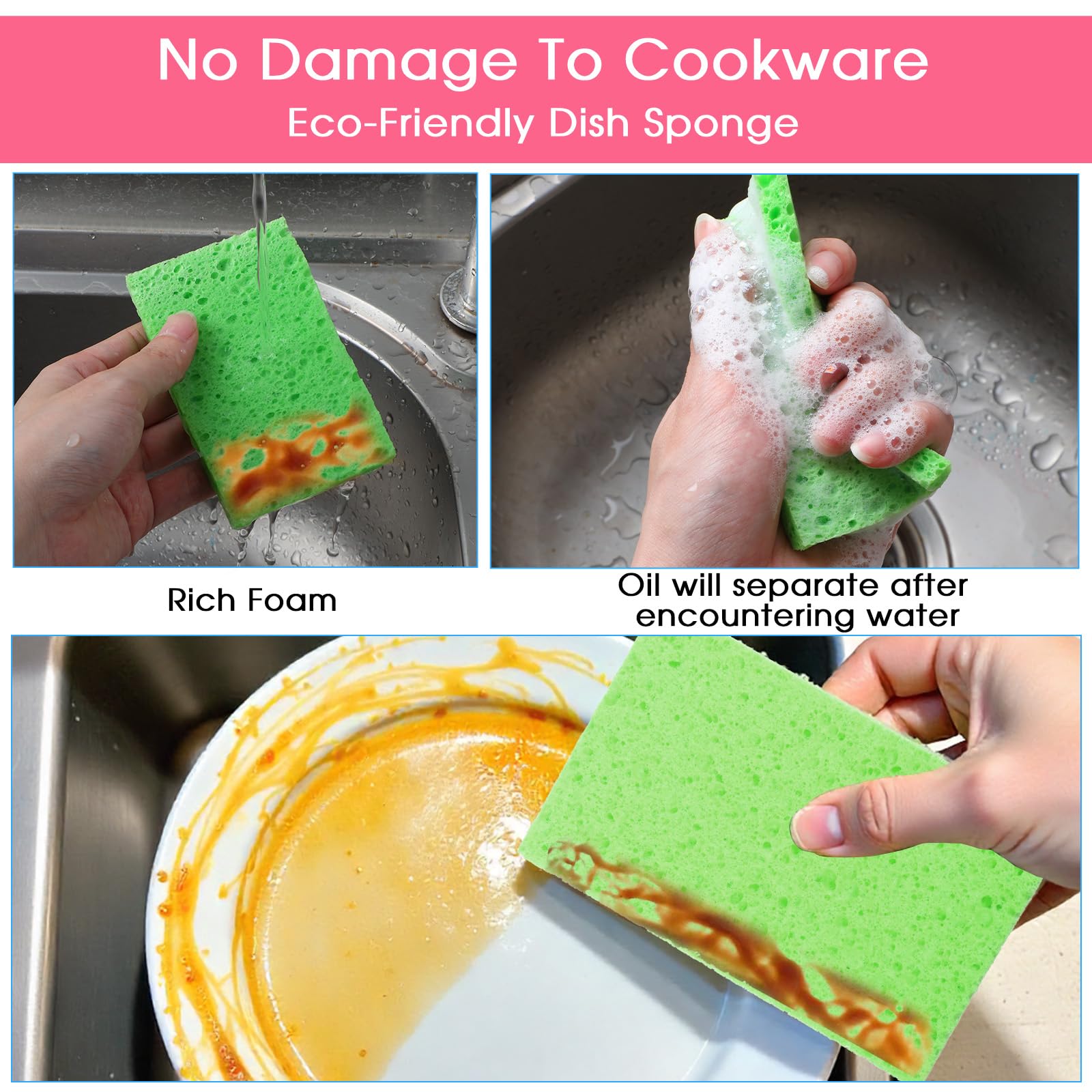 100pcs Kitchen Sponges Bulk Natural Sponges for Dishes Reusable Dish Sponge Scrub Compressed Wood Pulp Sponge Non (140 Count)