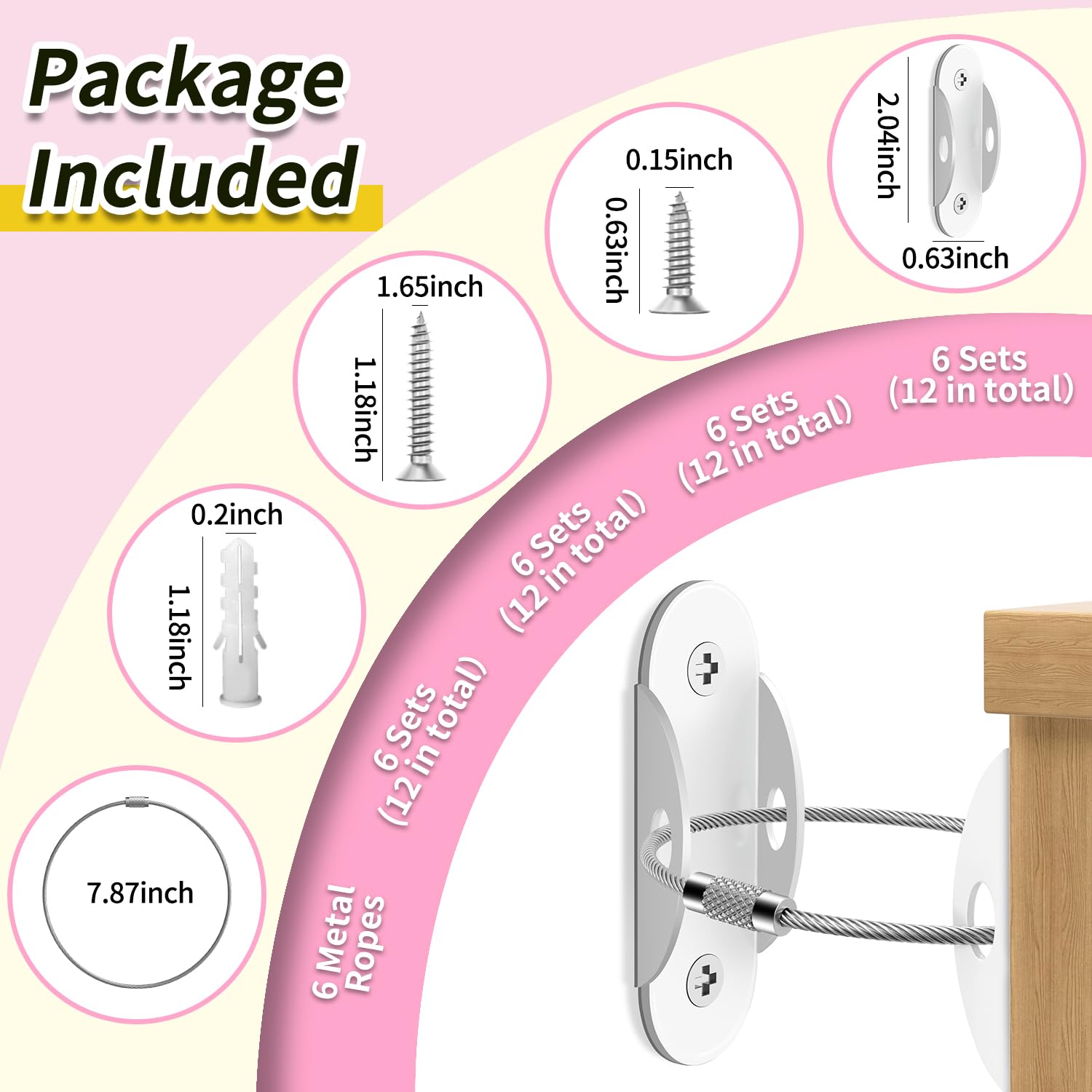 Anti Tip Furniture Anchors (6 Count)