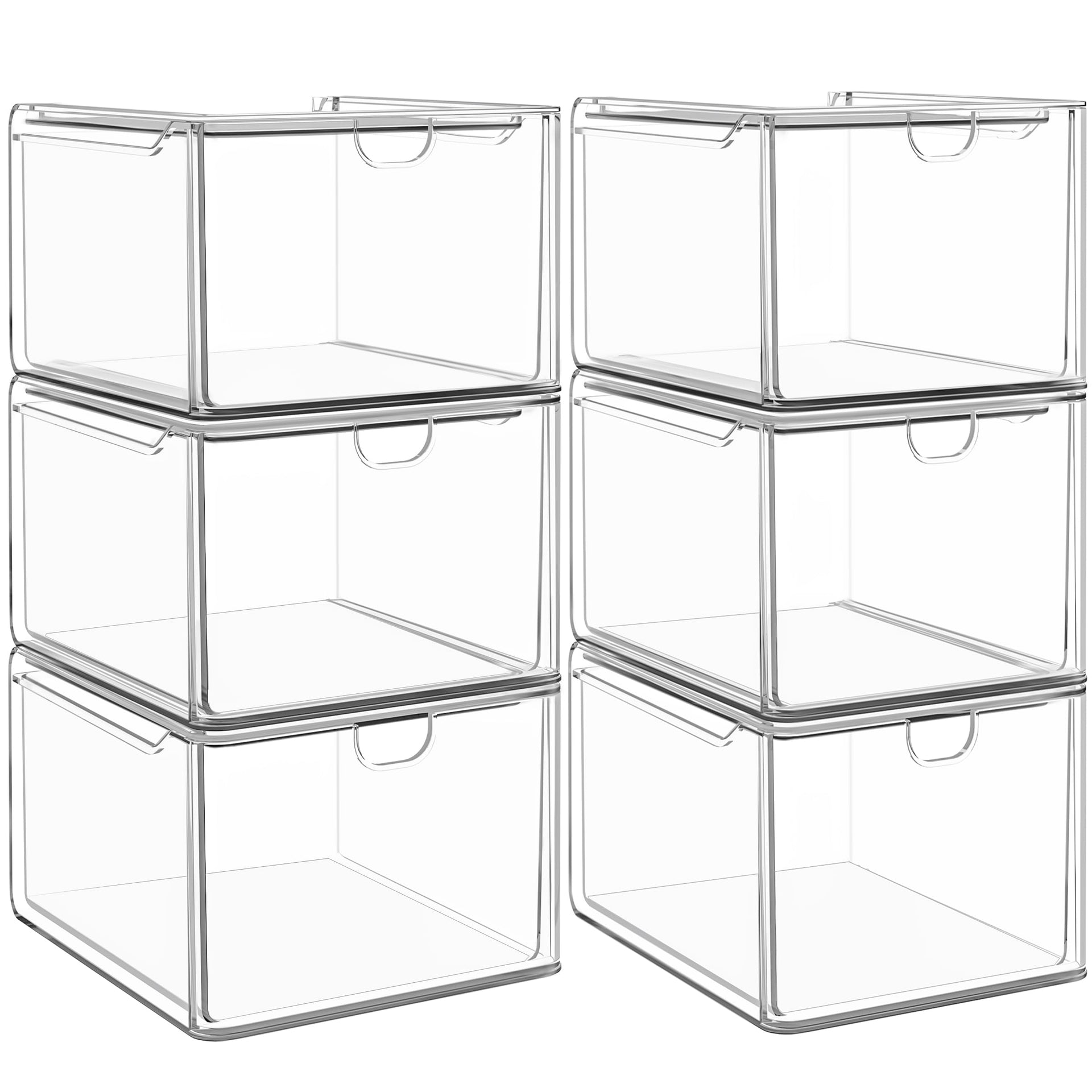 6 Pack Stackable Acrylic Storage Drawers (6 Count)