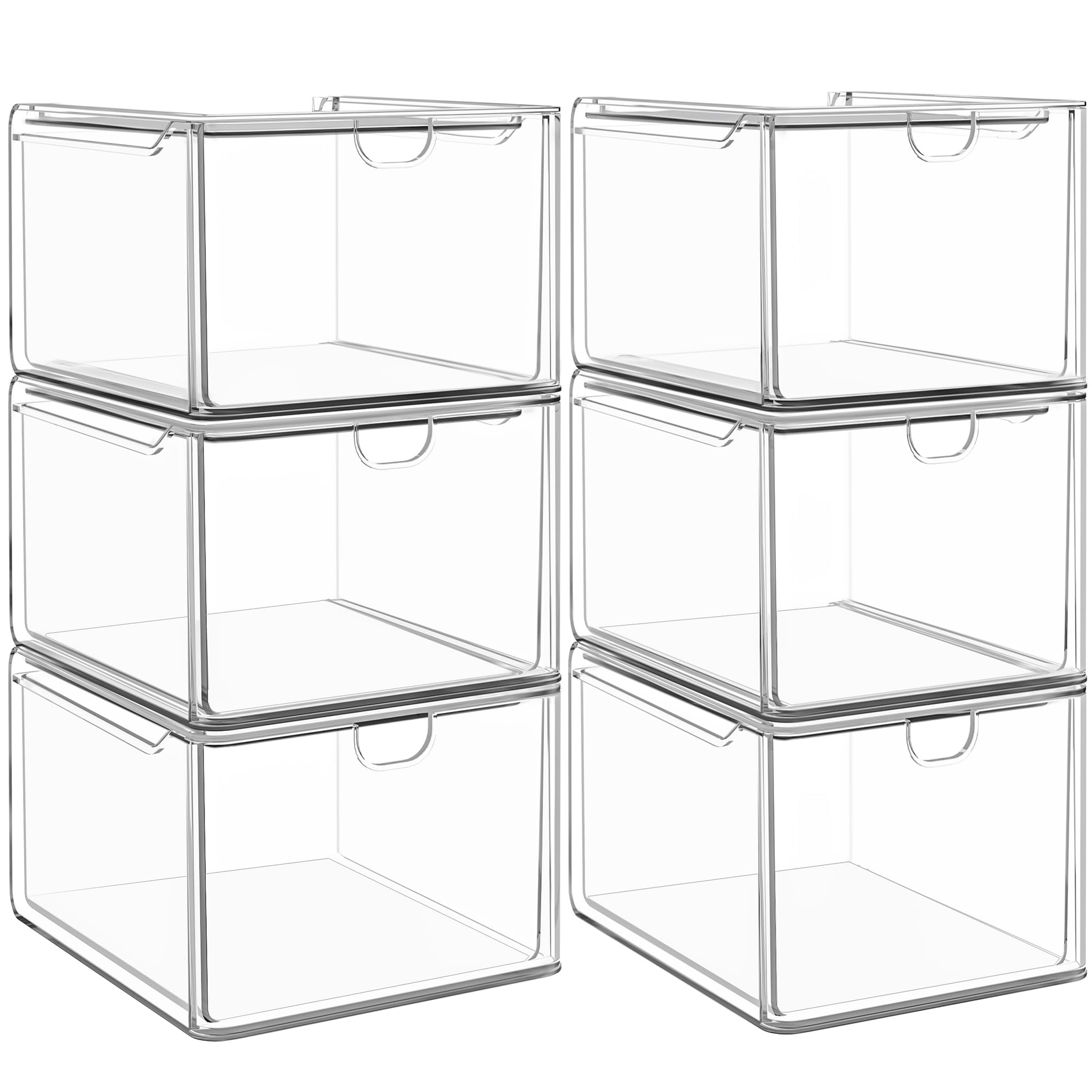 6 Pack Stackable Acrylic Storage Drawers (6 Count)