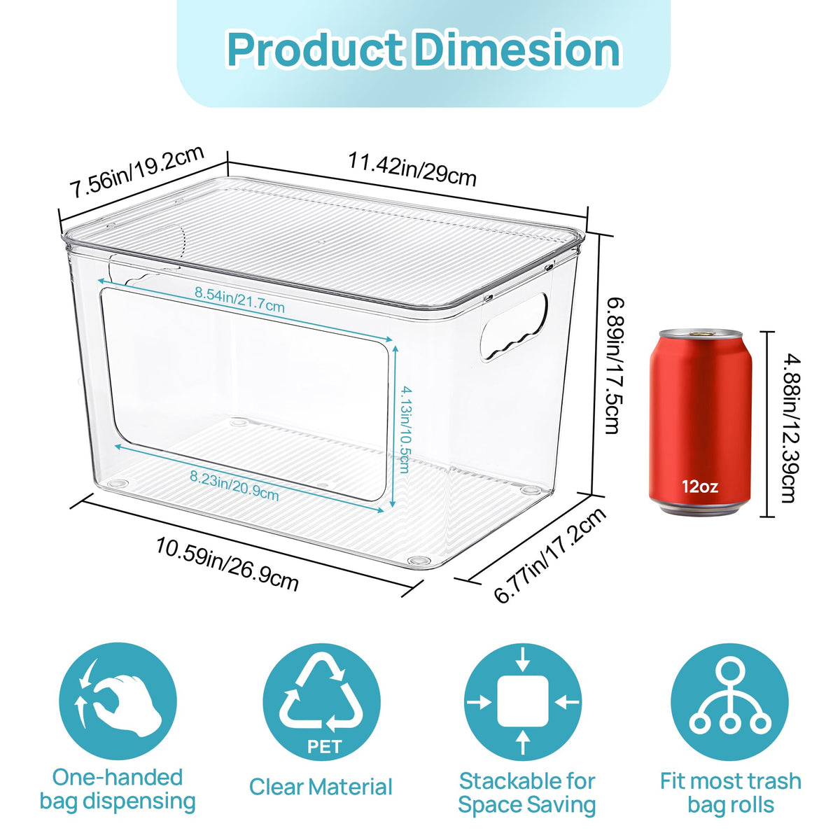 1 Pack Clear Trash Bag Holder