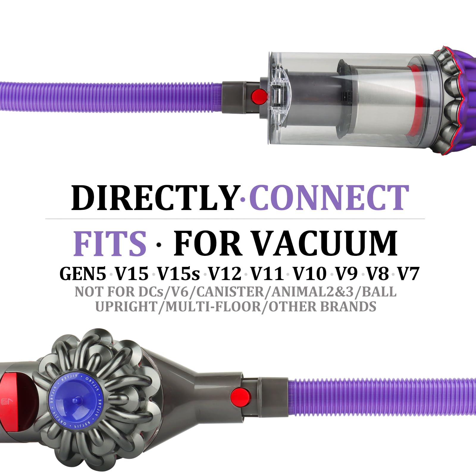 Dryer Vent Lint Vacuum Atttachments for Dyson V15 V15s Gen5 V12 V11 V10 V9 V8 V7 Detect Absolute Cyclone Outsize Slim Vacuum Cleaner Crevice Flexible Dryer Lint Remove Tool Cleaner Kit