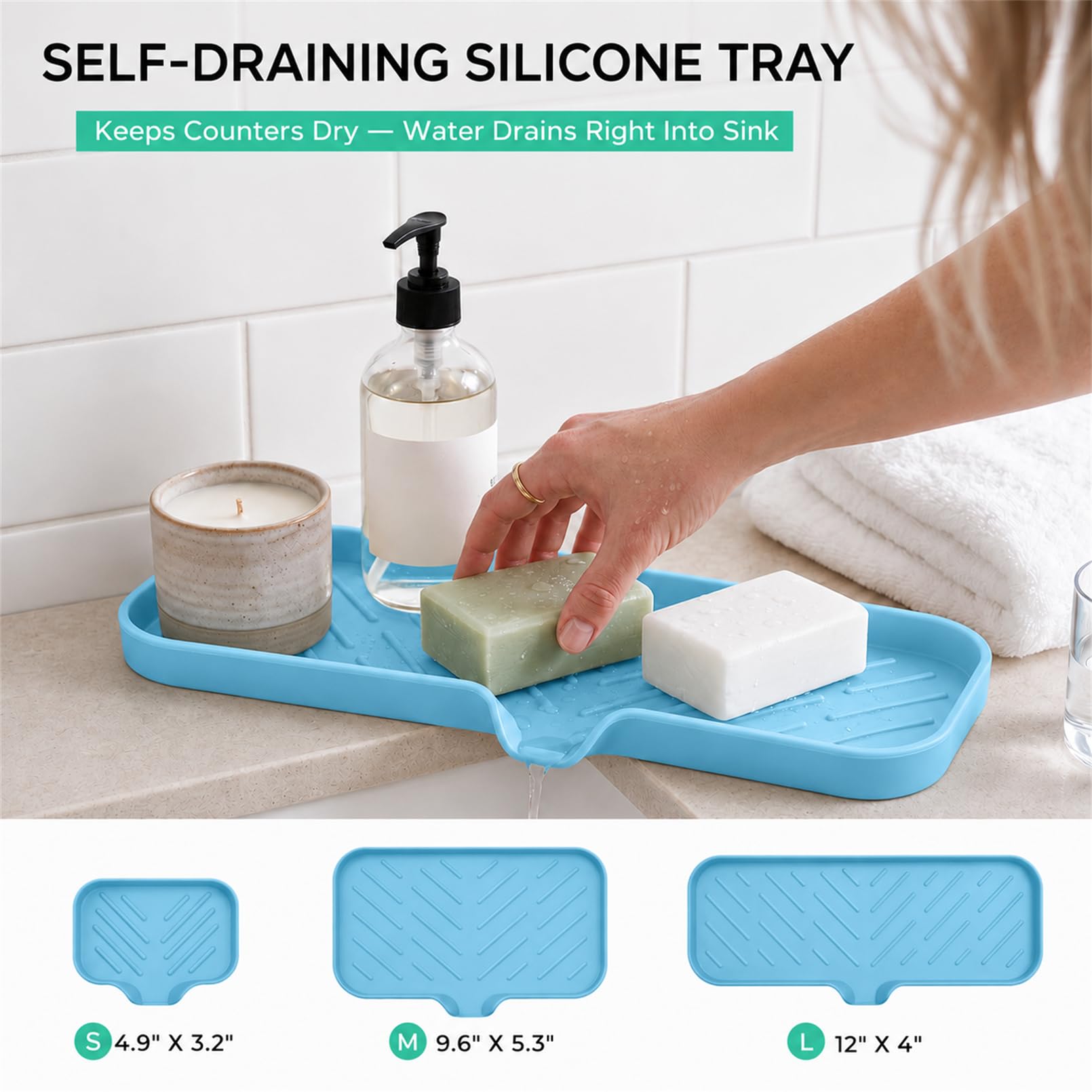 Silicone Soap Dish with Drain Spout