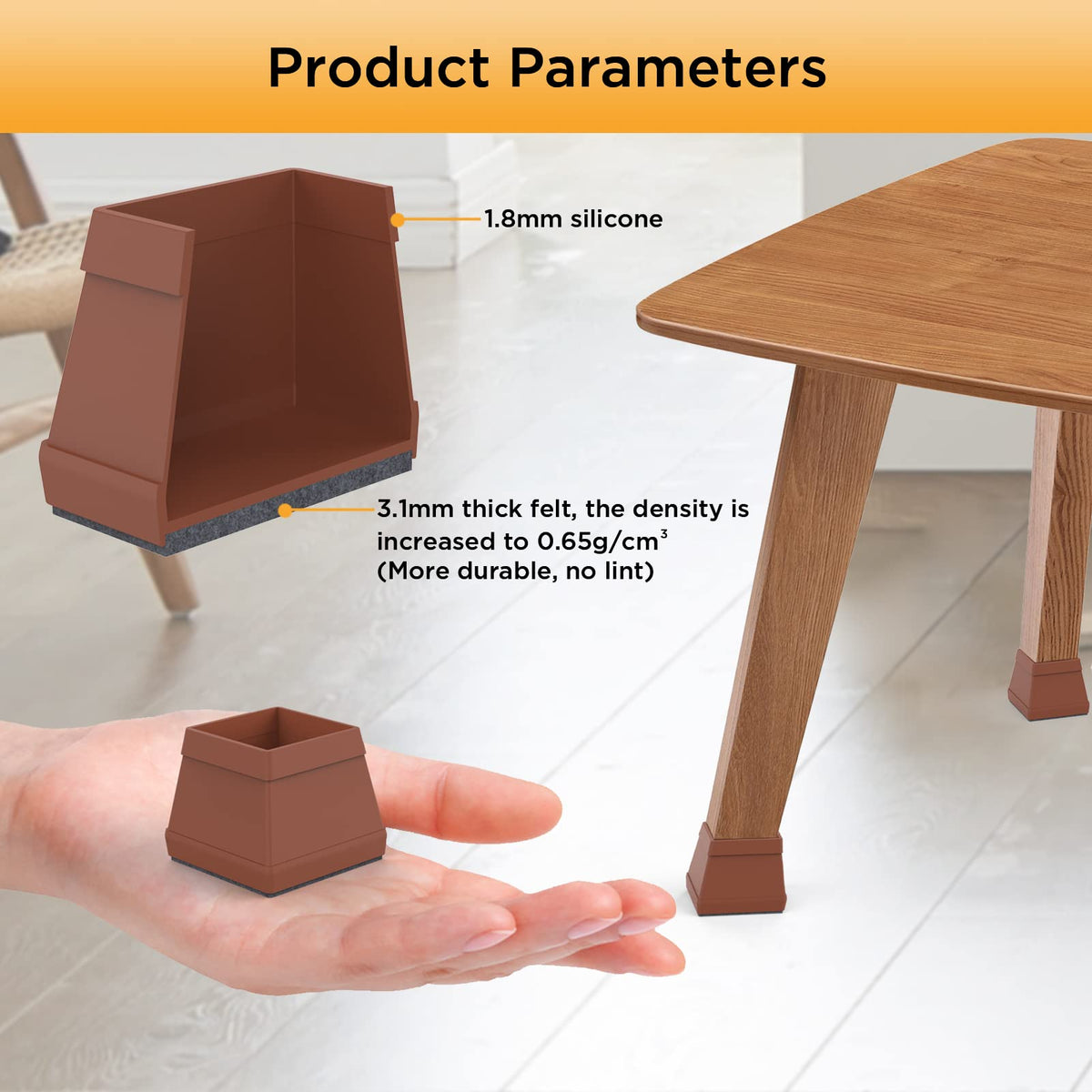 16 PCS Square Chair Leg Floor Protector (16 Count)