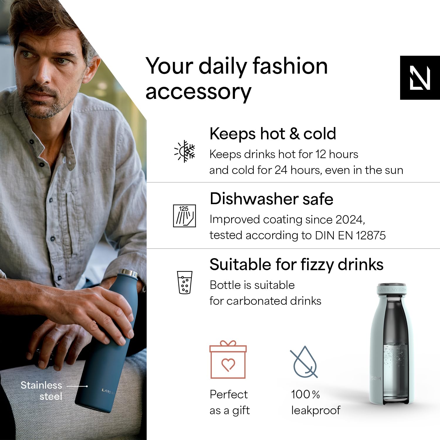 Stainless Steel Insulated Water Bottle 12oz 17oz 25oz 34oz 51oz